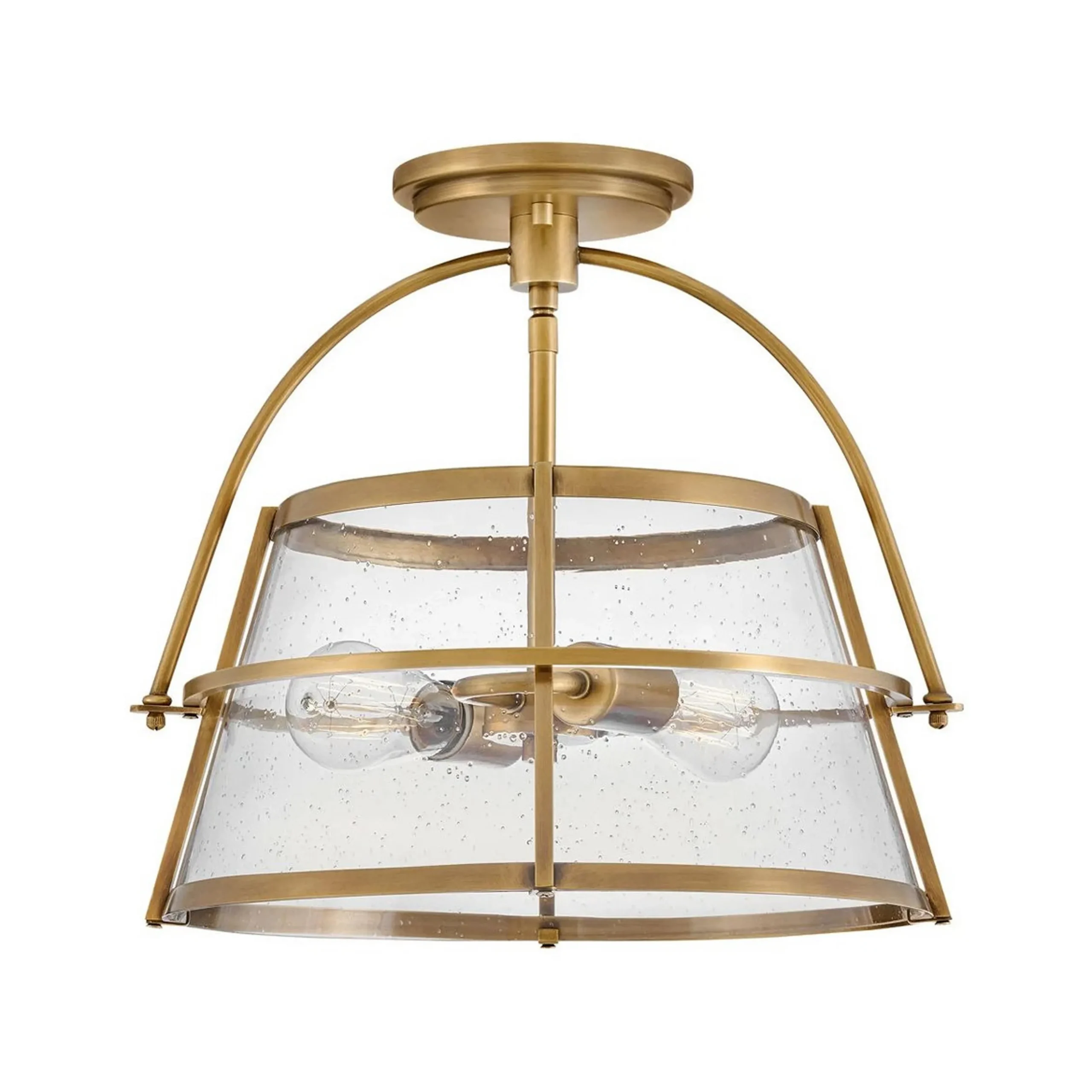 Mid-Century Seeded Glass Semi-Flush Ceiling Light