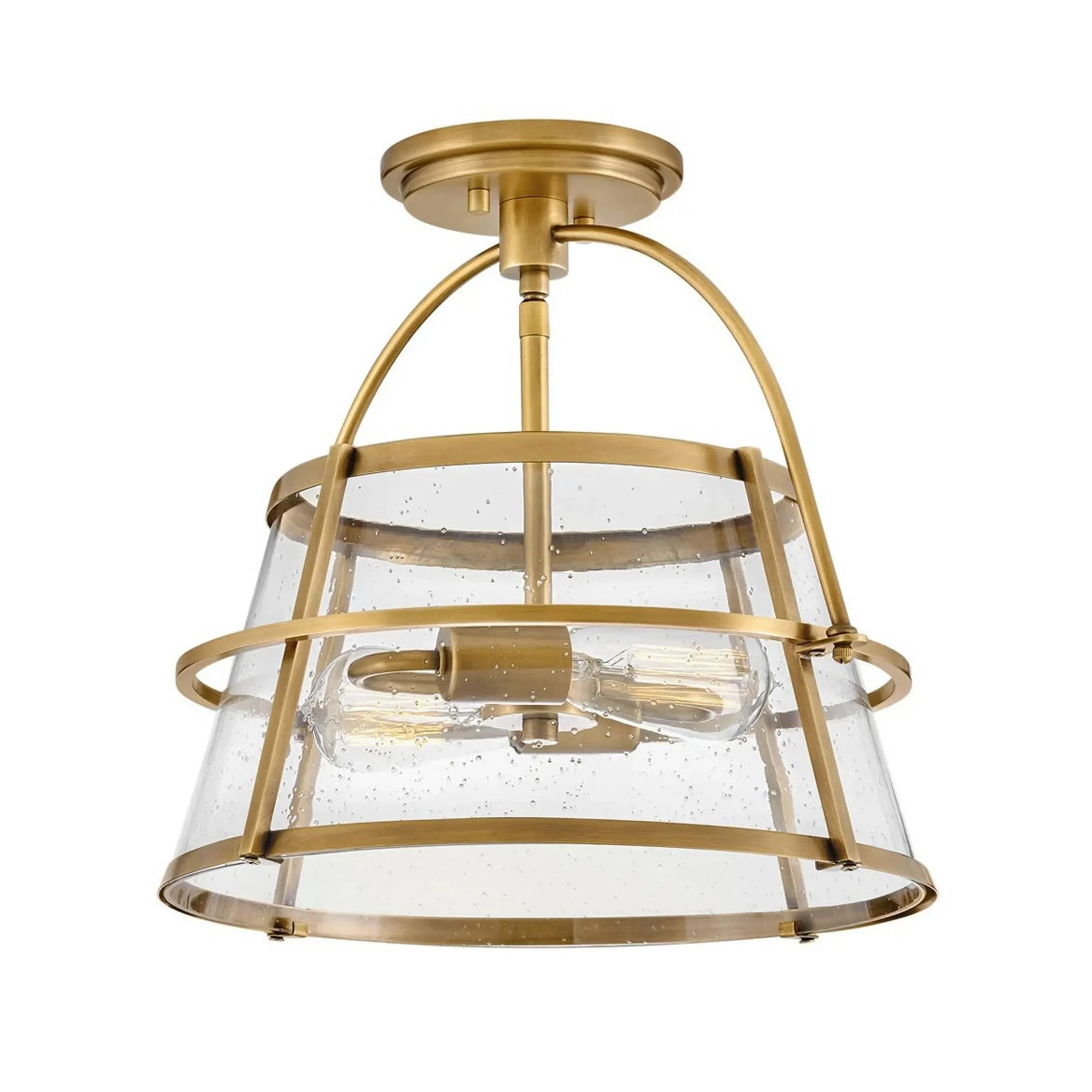 Mid-Century Seeded Glass Semi-Flush Ceiling Light