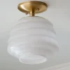 Milk Glass Hive Semi-Flush Ceiling Light
