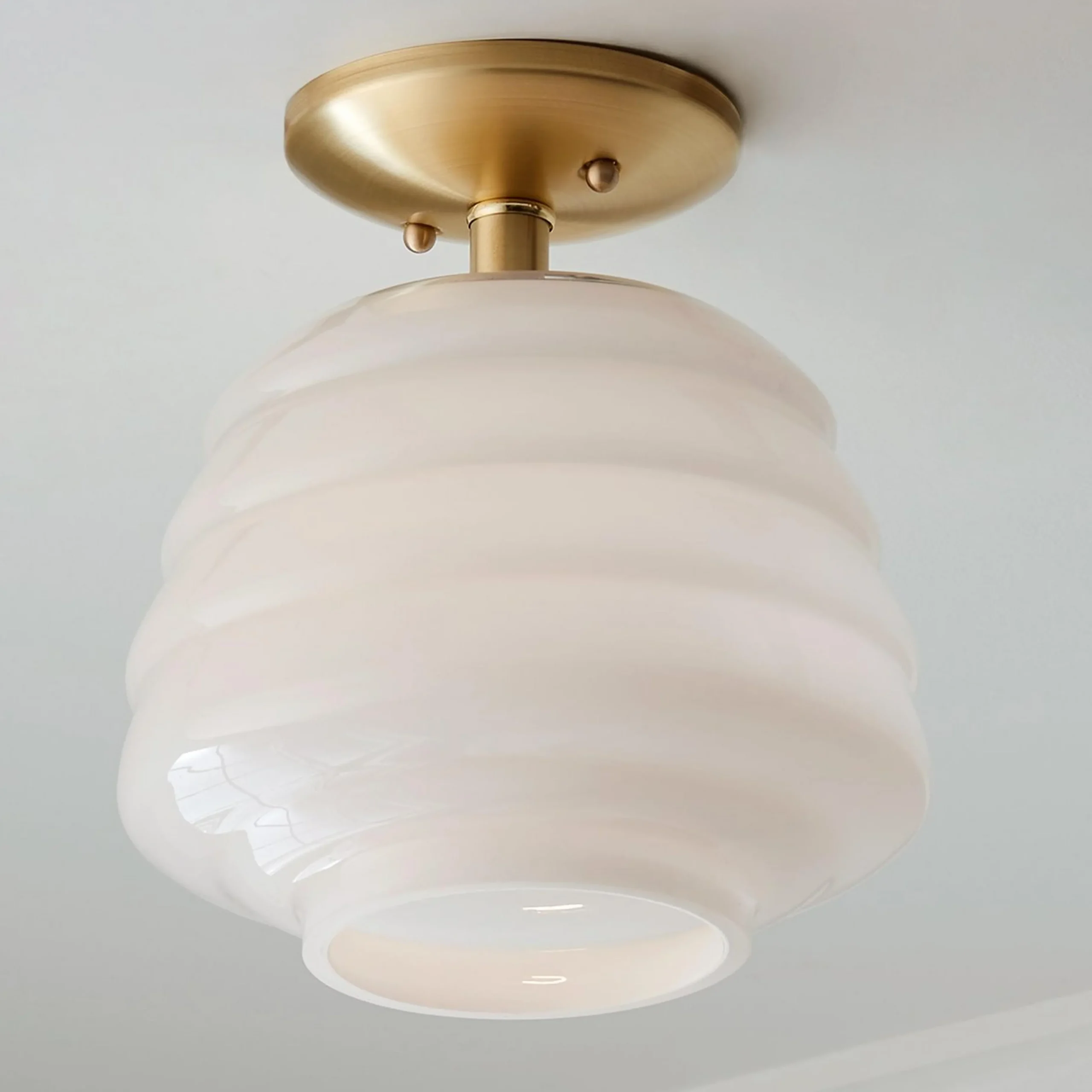 Milk Glass Hive Semi-Flush Ceiling Light