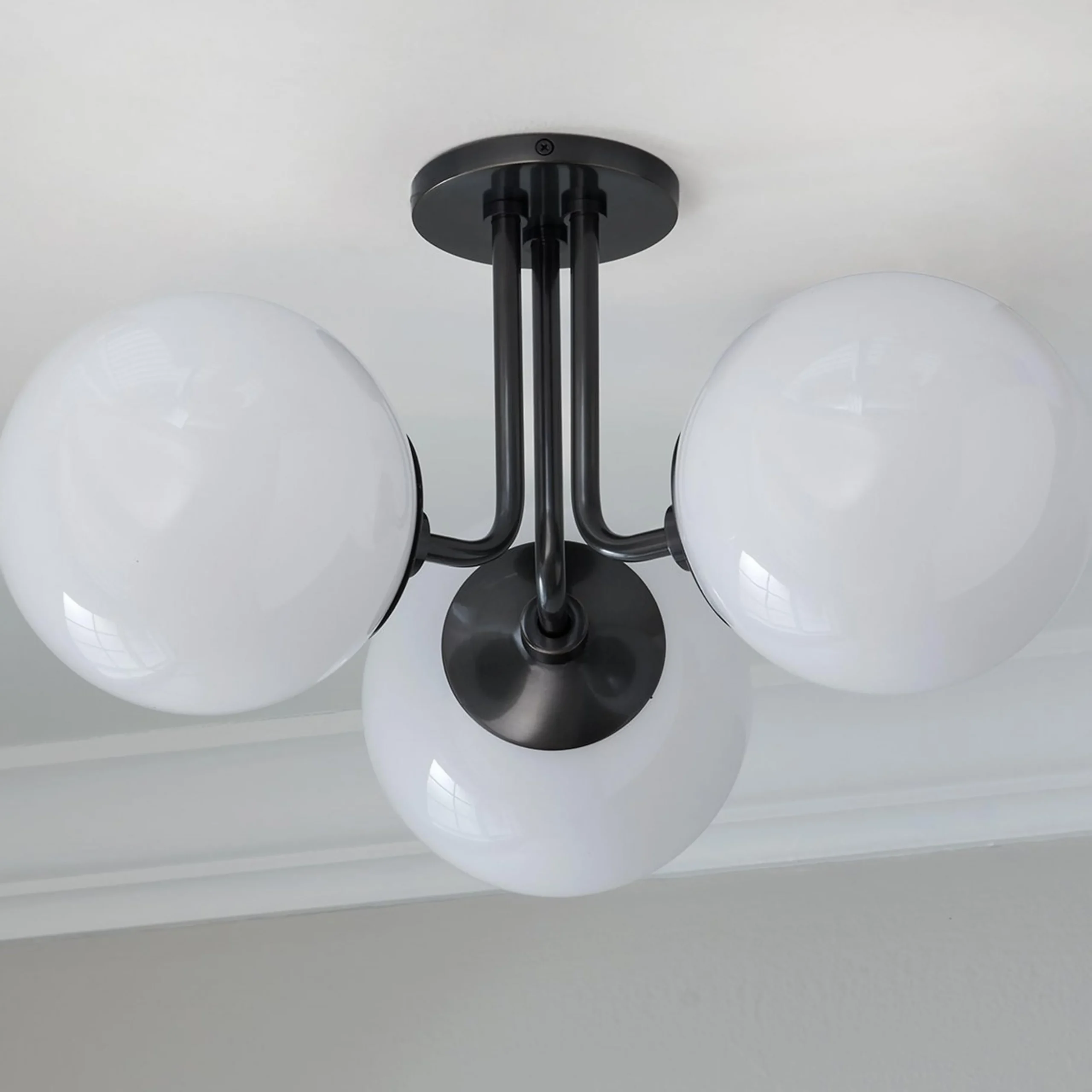 Minimalist Globe Semi-Flush Ceiling Light - 3 Light