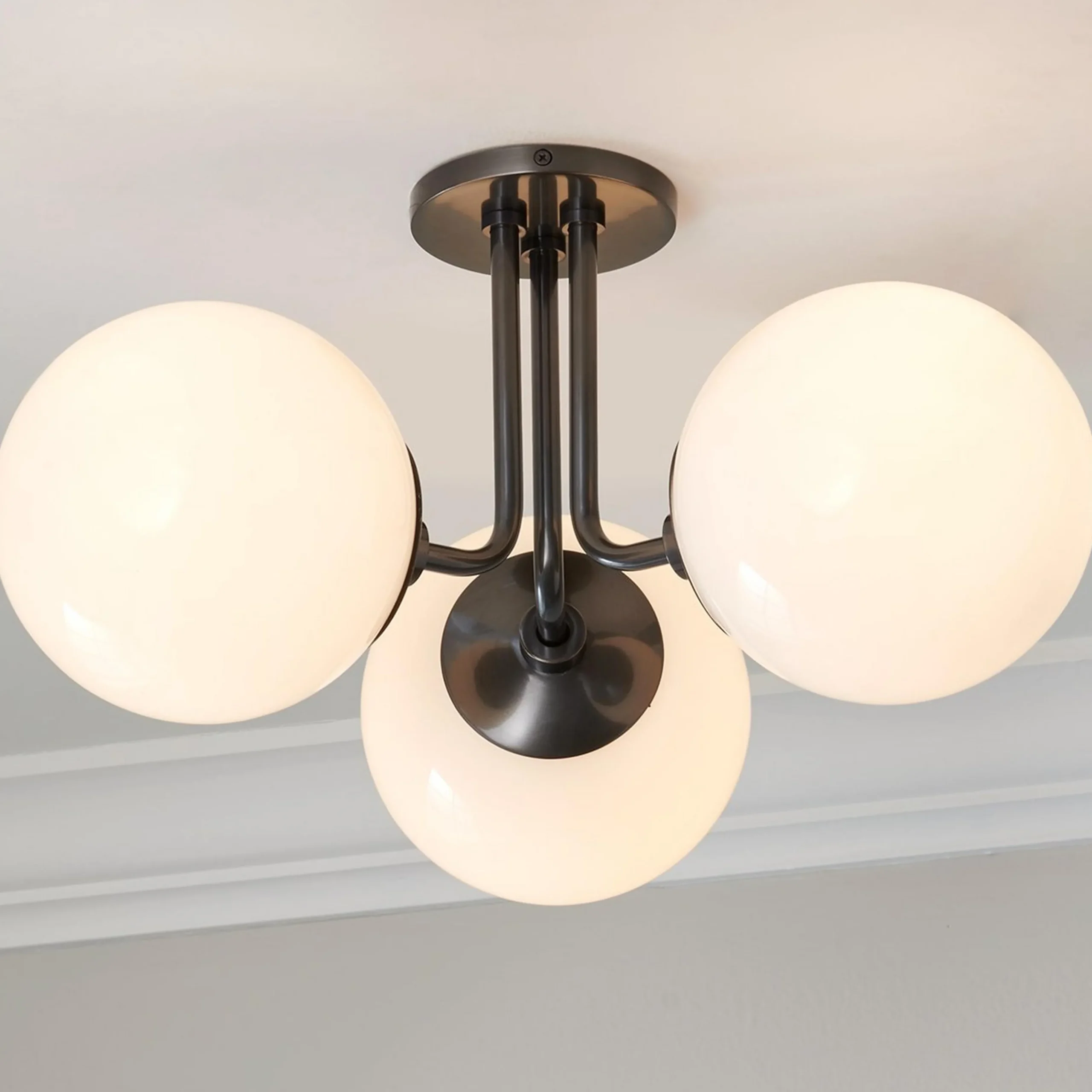 Minimalist Globe Semi-Flush Ceiling Light - 3 Light