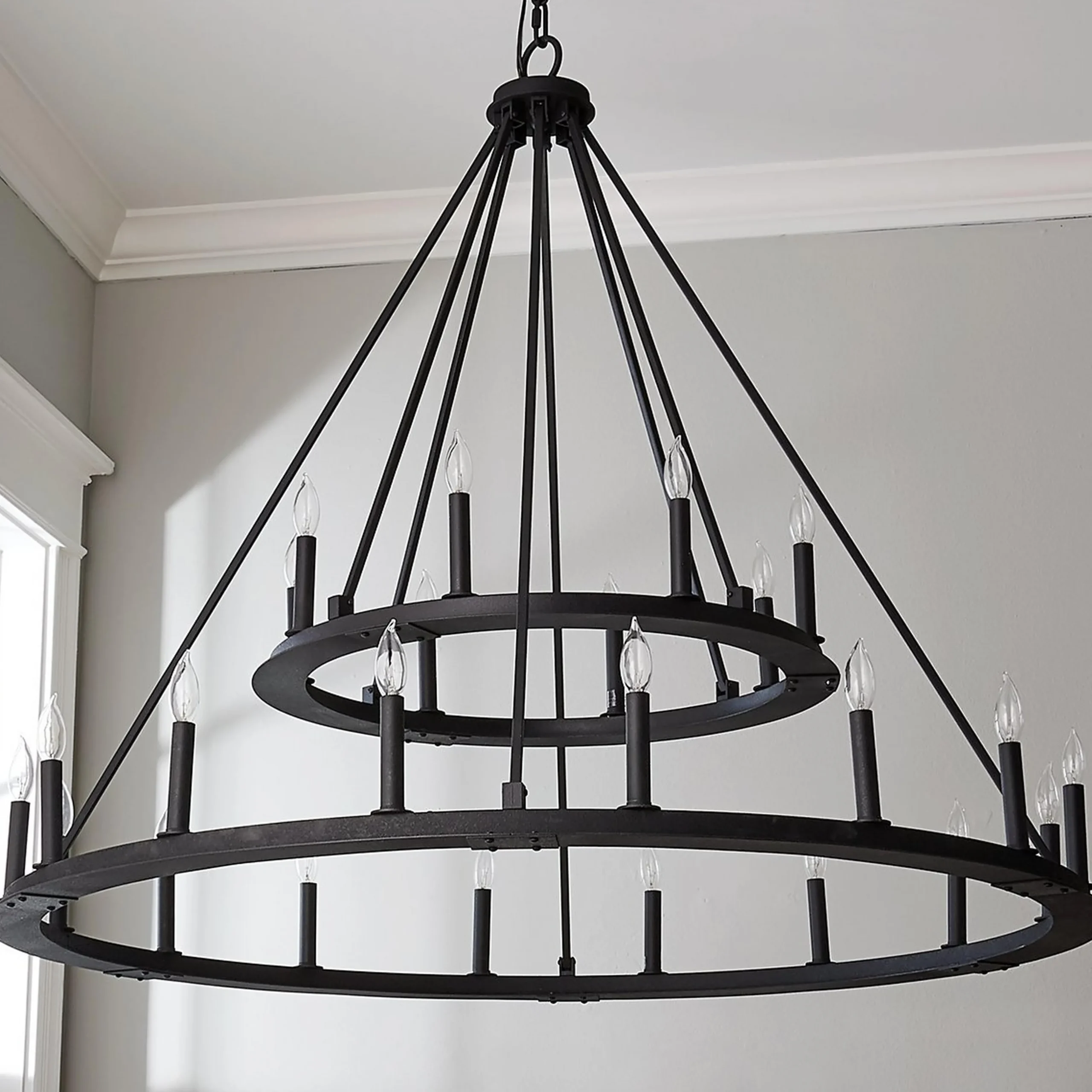 Minimalist Iron Ring Two-Tier Chandelier - 24 Light