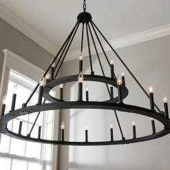 Minimalist Iron Ring Two-Tier Chandelier - 24 Light