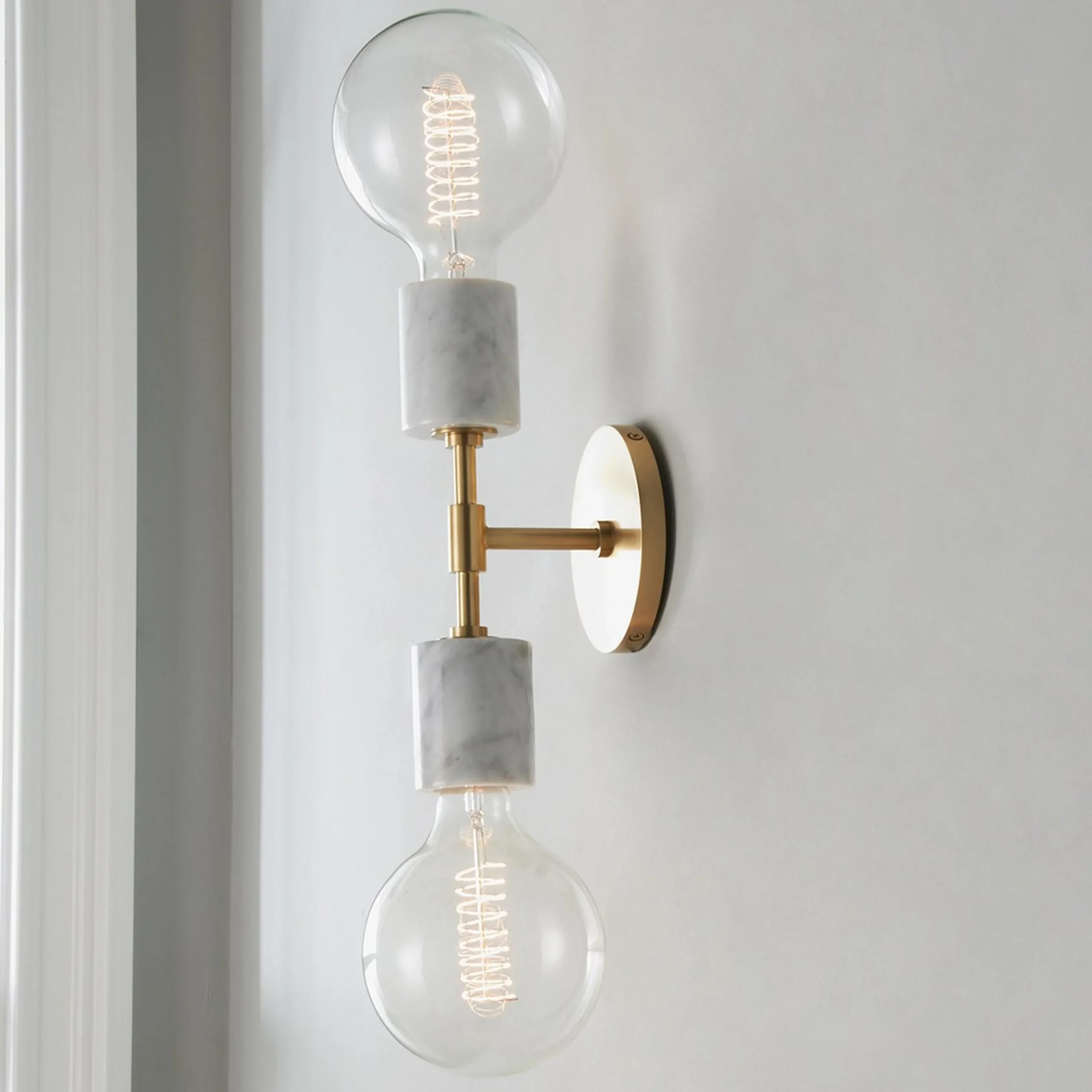 Minimalist Marble Sconce - Marble Socket - 2 Light