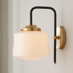 Mixed Metal Opal Schoolhouse Sconce