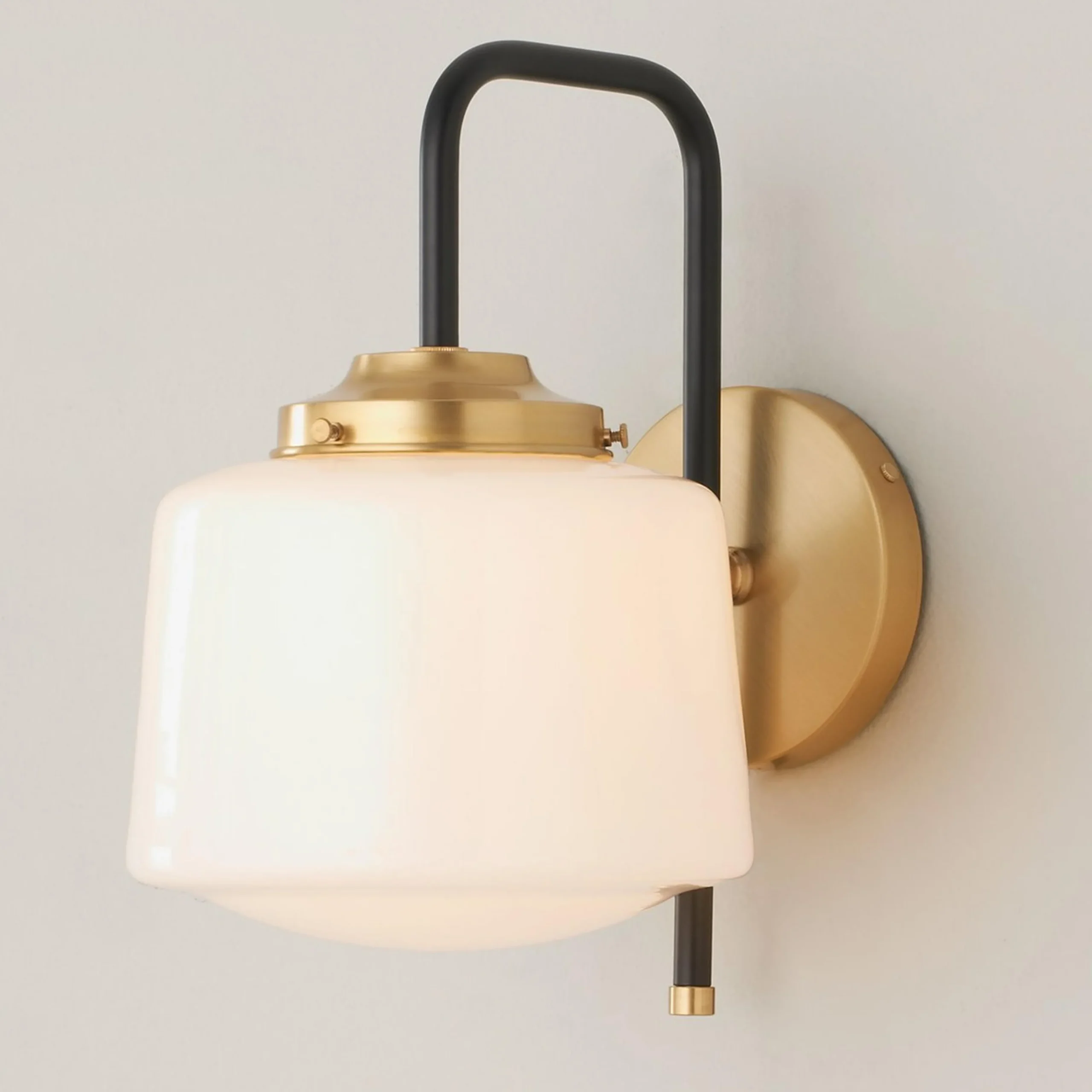 Mixed Metal Opal Schoolhouse Sconce