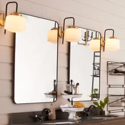 Mixed Metal Opal Schoolhouse Sconce