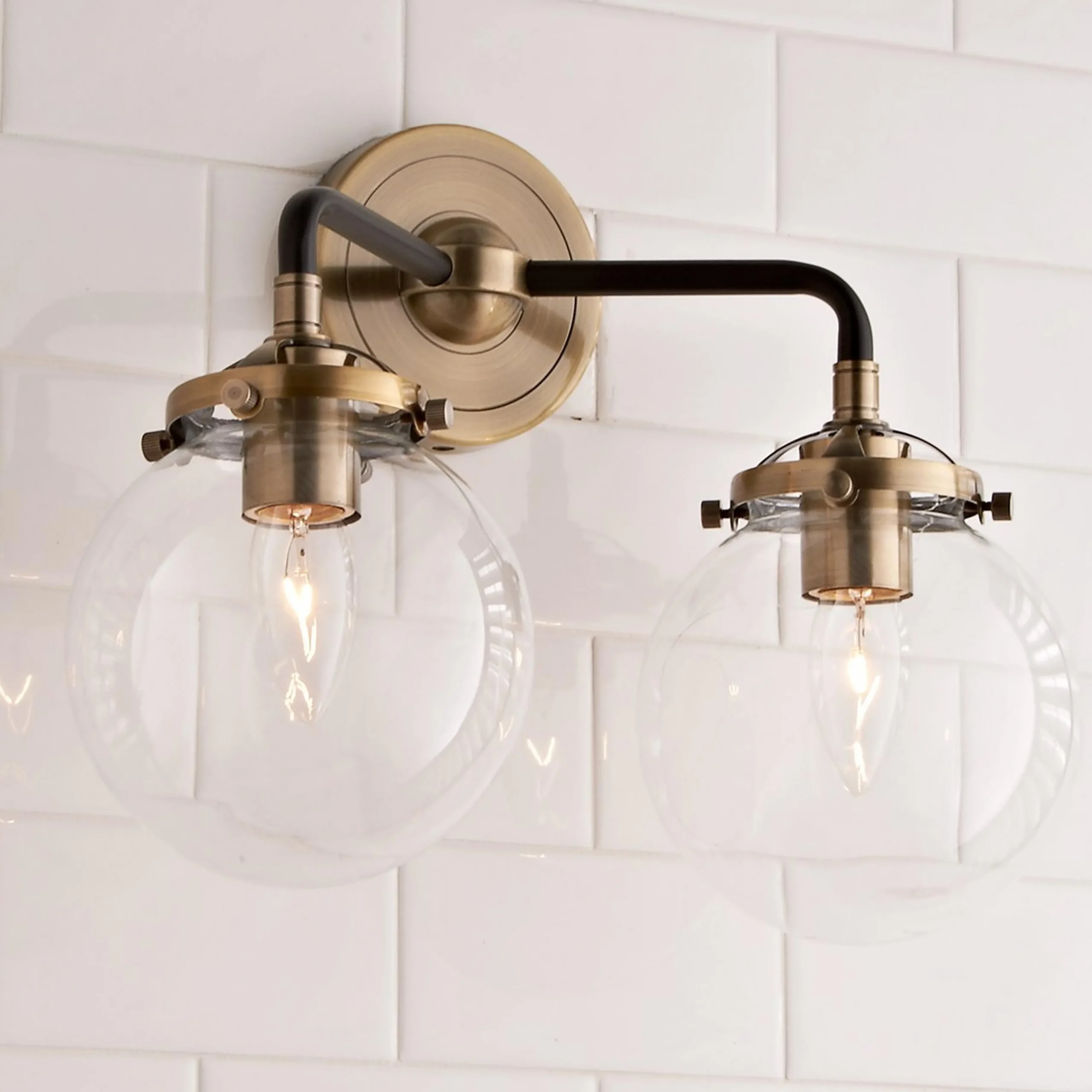 Mod Mix Clear Globe Vanity Light - 2 light