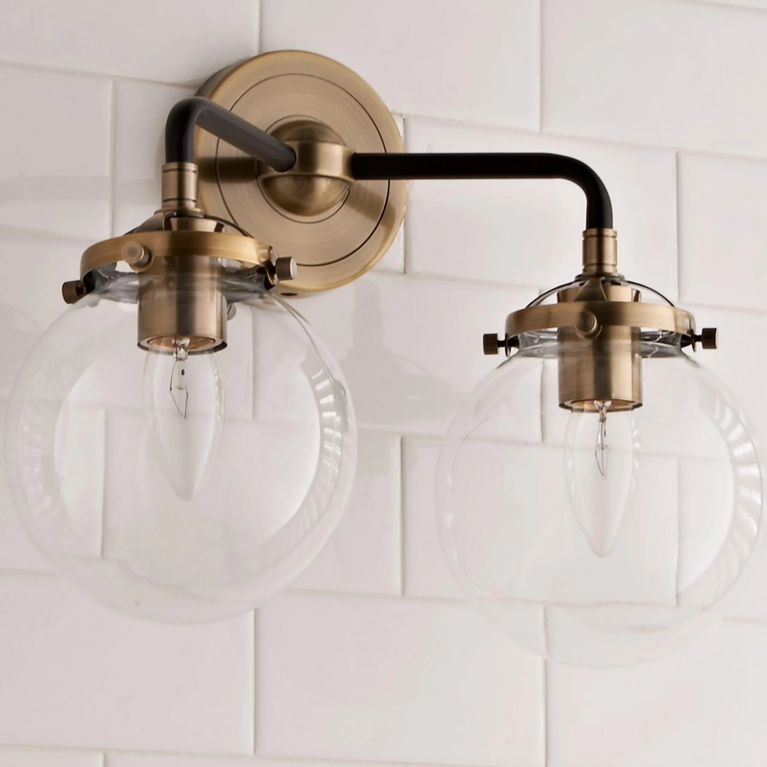 Mod Mix Clear Globe Vanity Light - 2 light