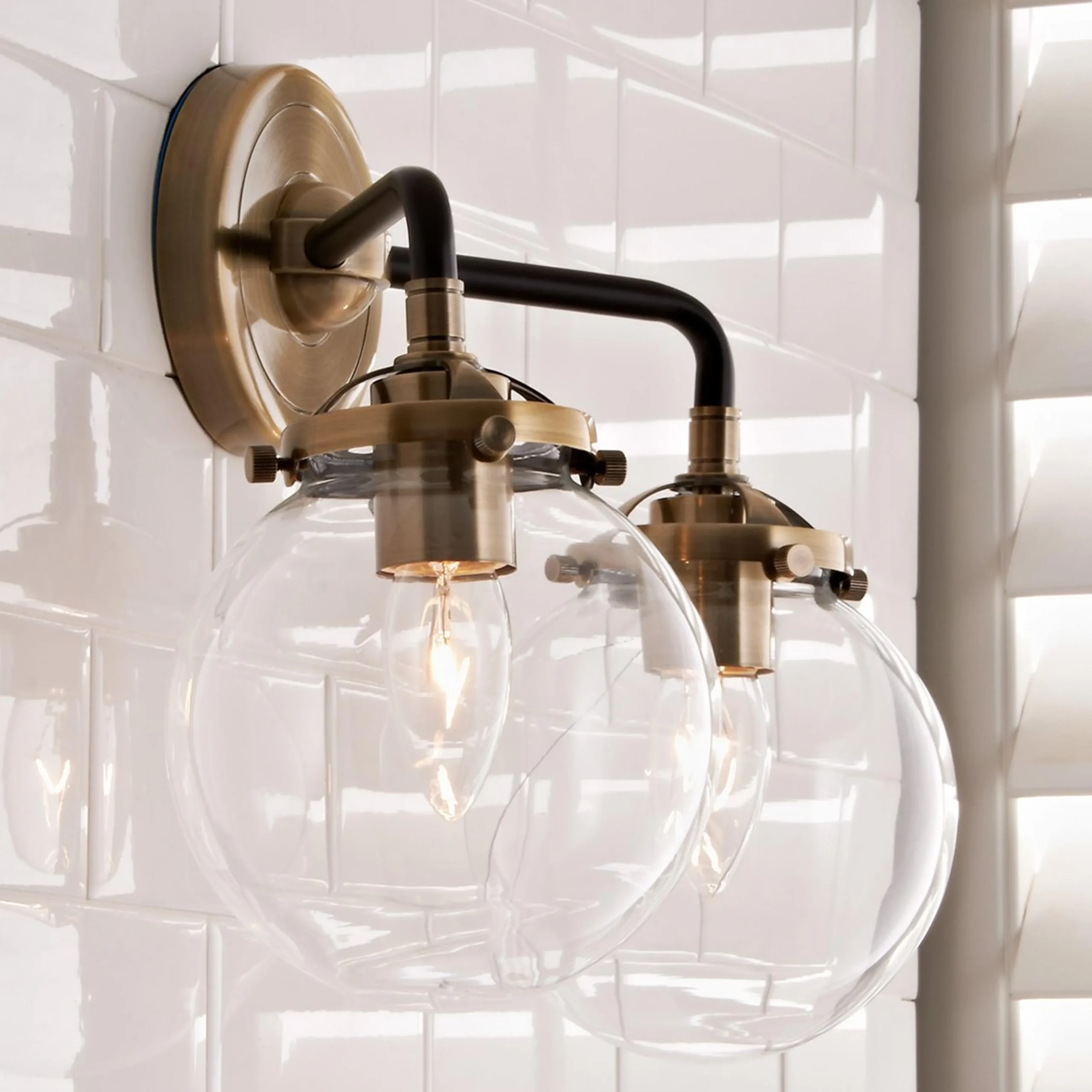 Mod Mix Clear Globe Vanity Light - 2 light