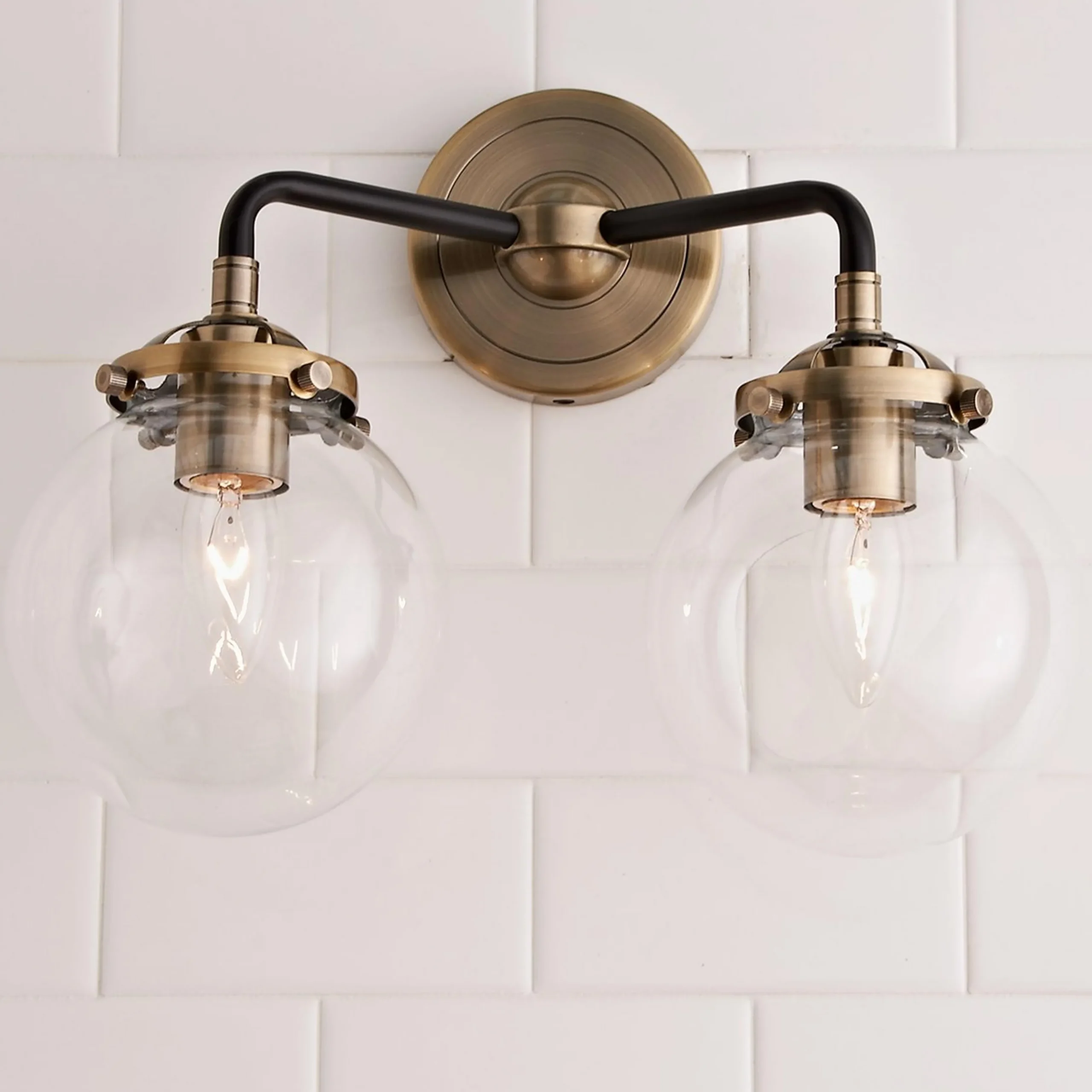 Mod Mix Clear Globe Vanity Light - 2 light