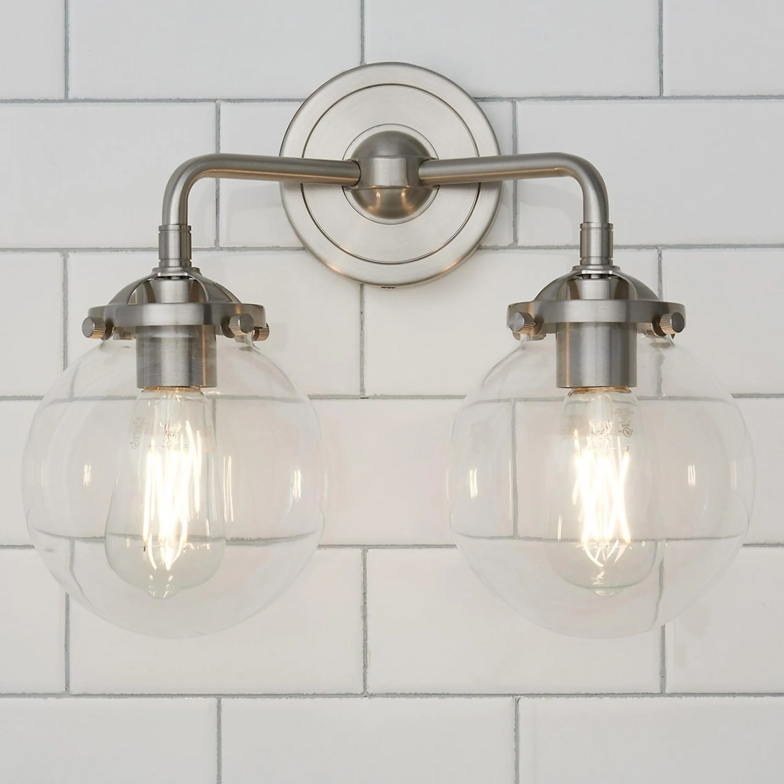 Mod Mix Clear Globe Vanity Light - 2 light