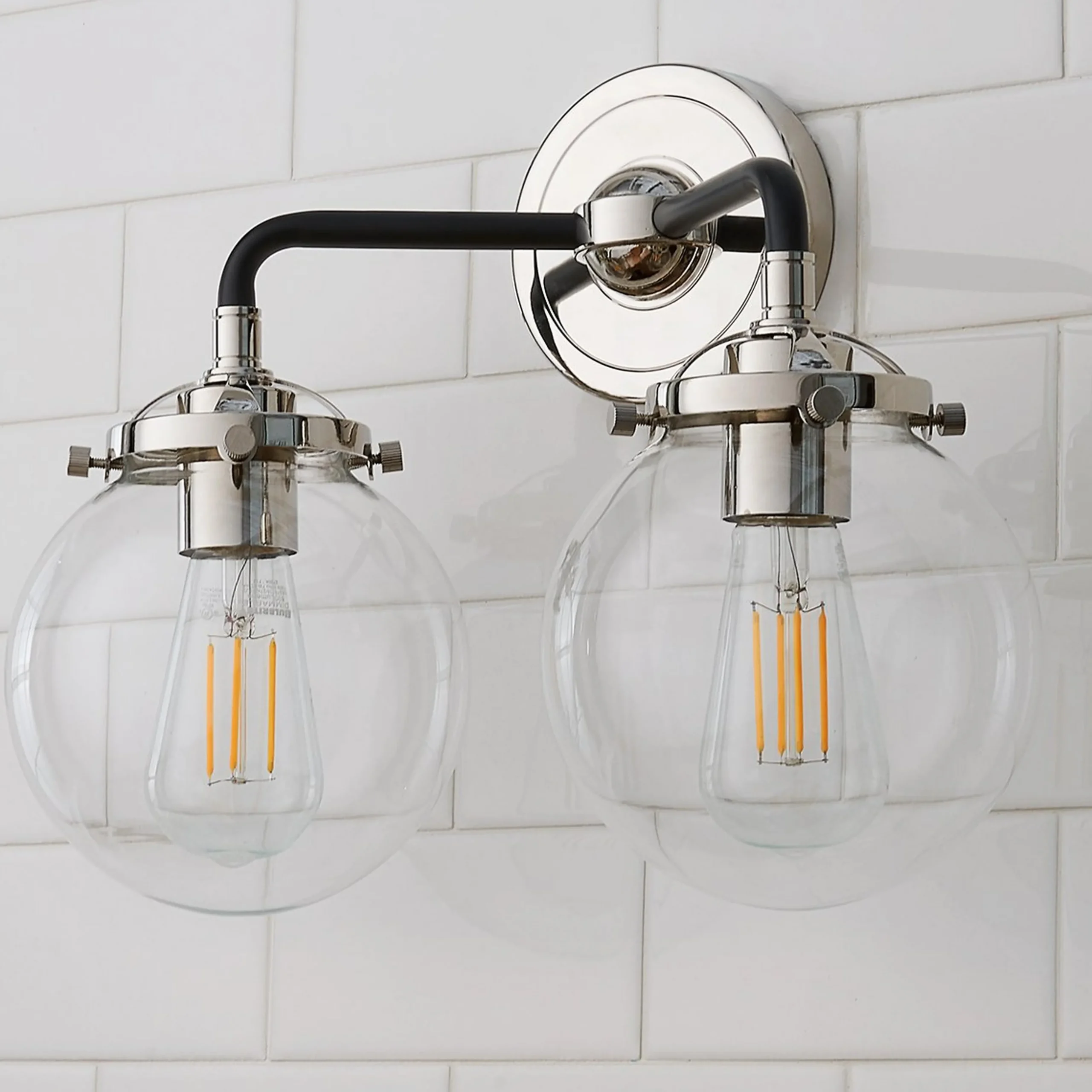 Mod Mix Clear Globe Vanity Light - 2 light