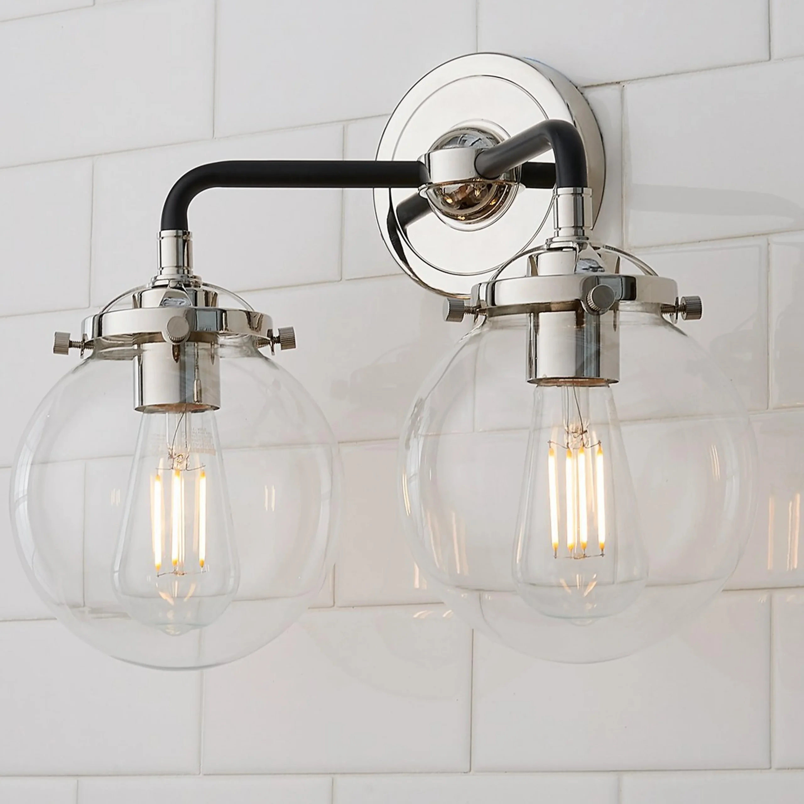 Mod Mix Clear Globe Vanity Light - 2 light