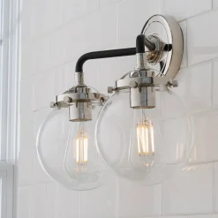 Mod Mix Clear Globe Vanity Light - 2 light
