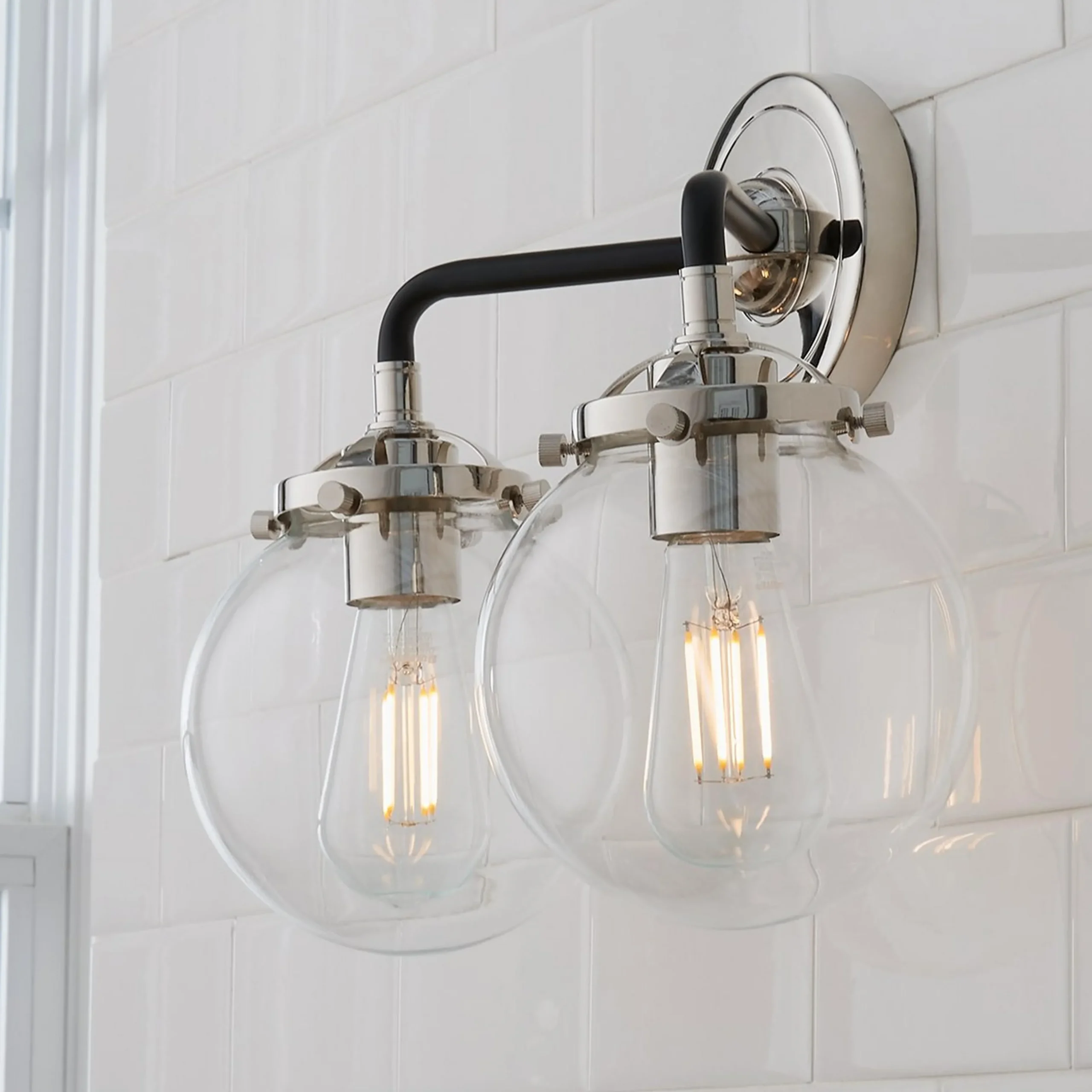 Mod Mix Clear Globe Vanity Light - 2 light