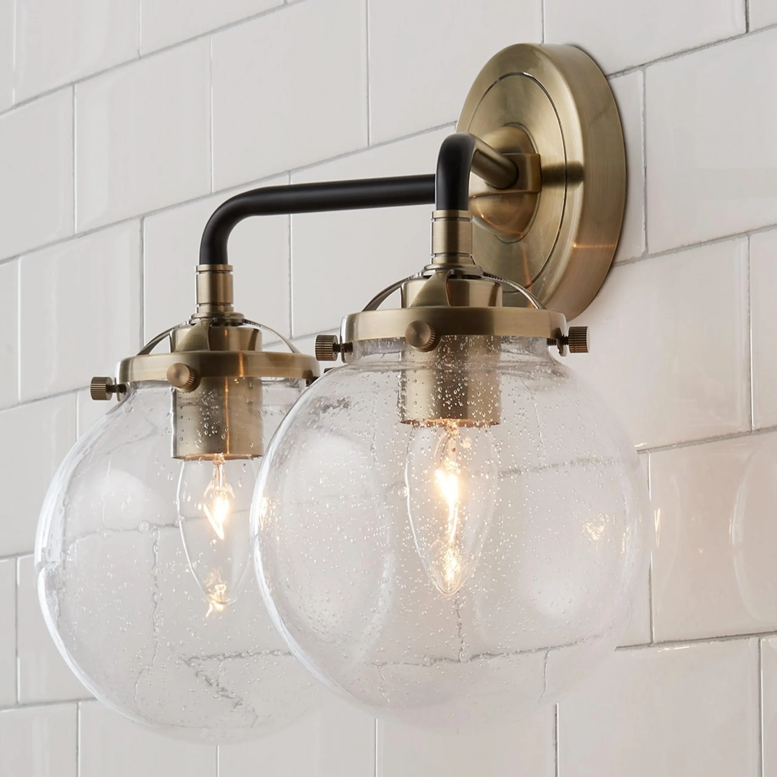 Mod Mix Seeded Globe Vanity Light - 2 light