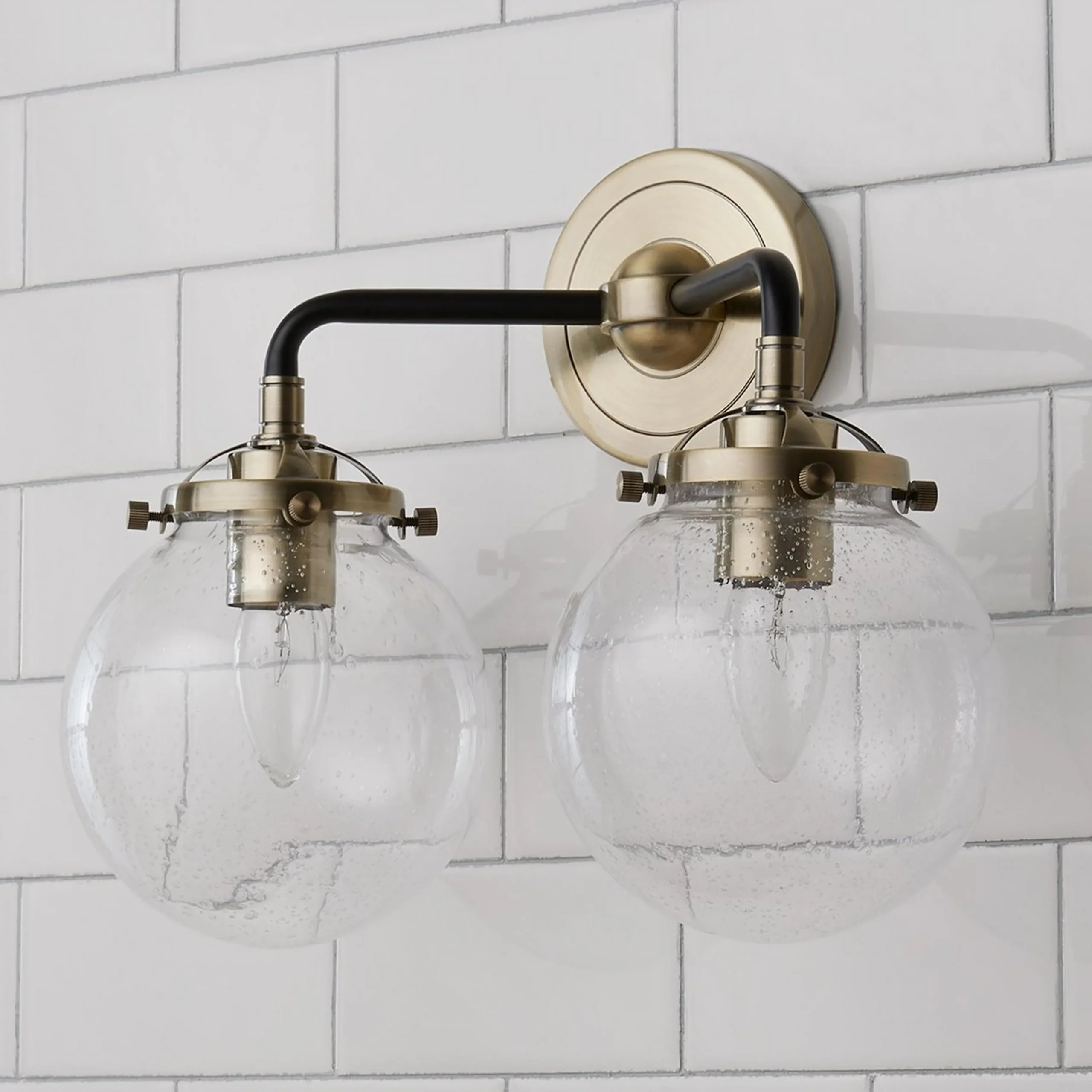 Mod Mix Seeded Globe Vanity Light - 2 light