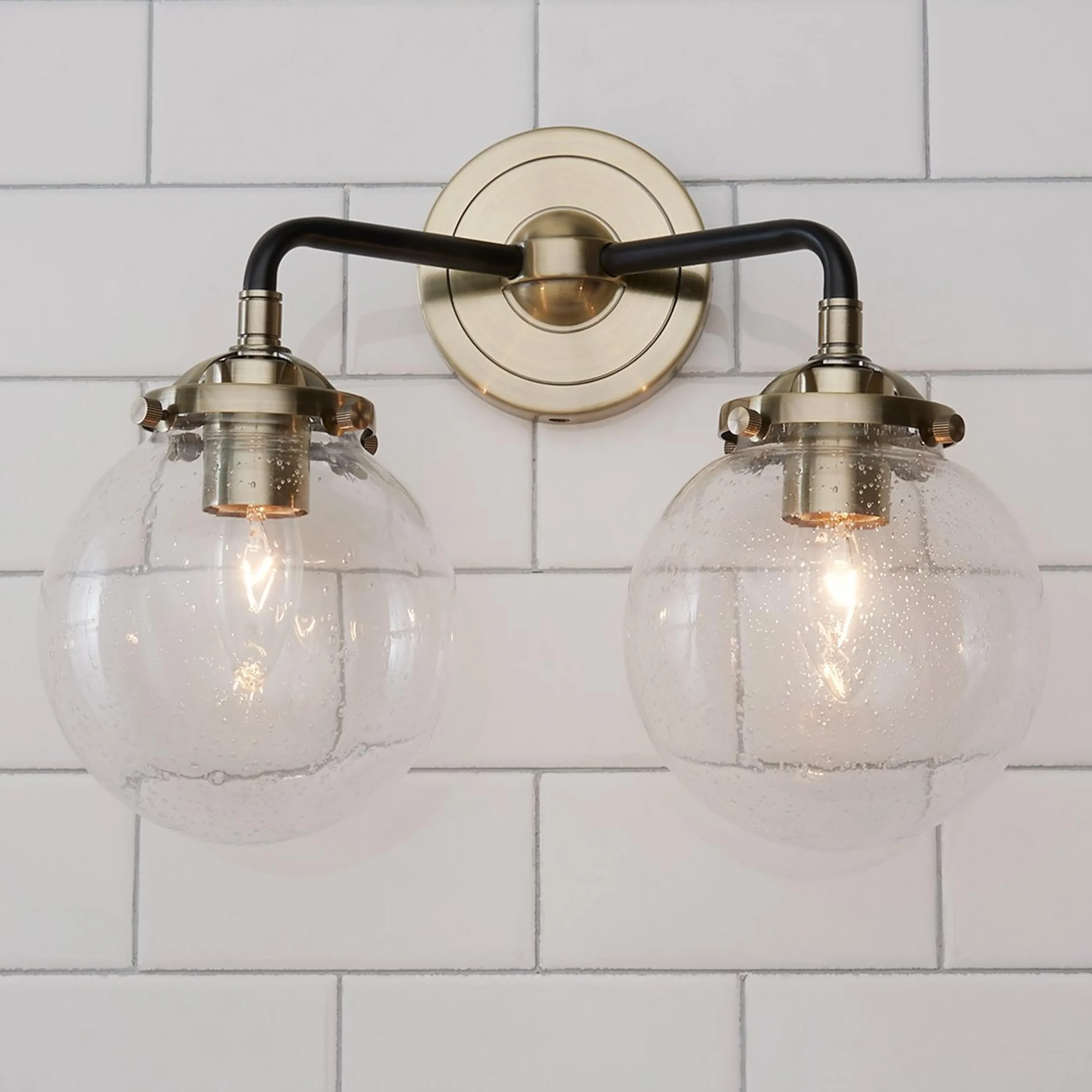 Mod Mix Seeded Globe Vanity Light - 2 light