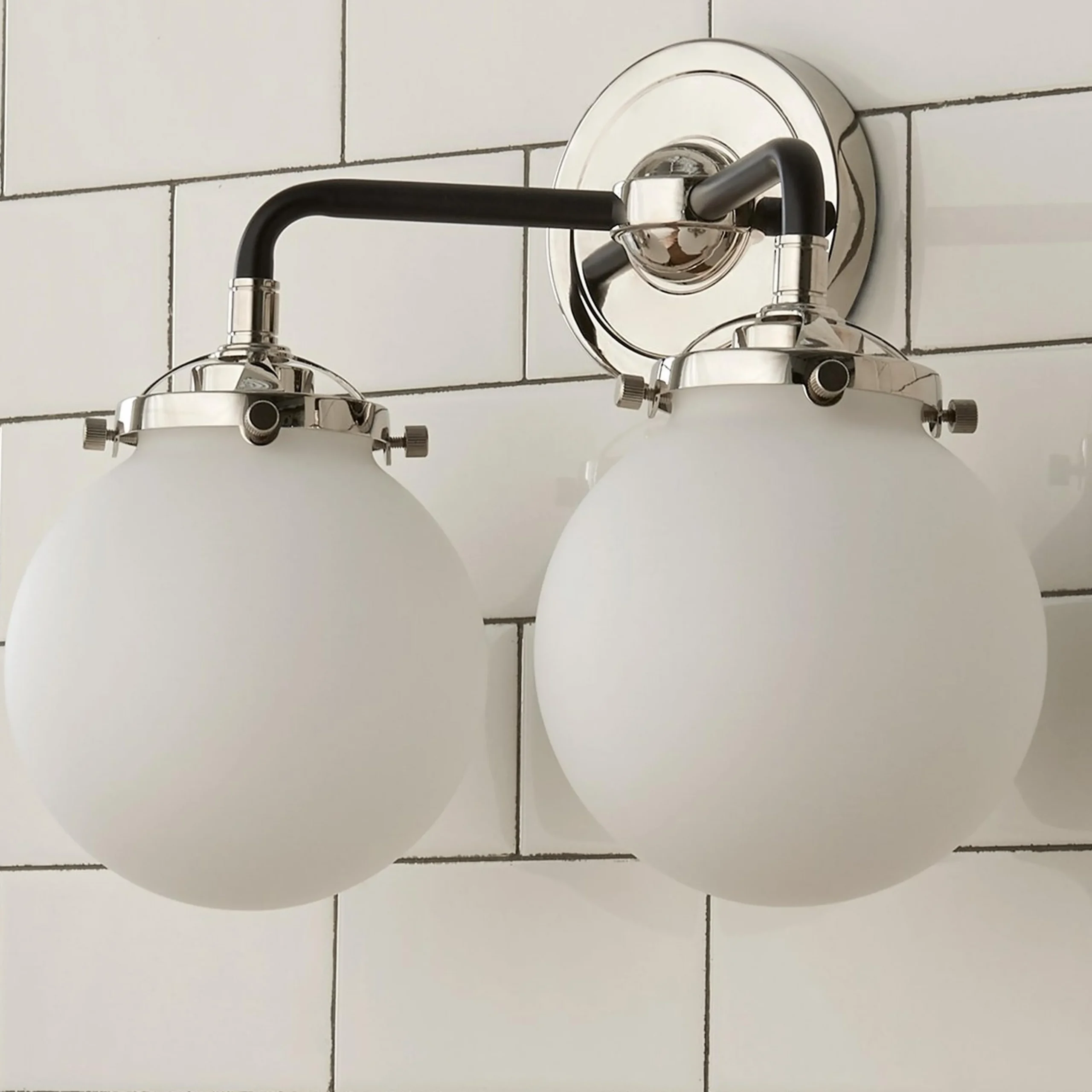 Mod Mix White Globe Vanity Light - 2 light