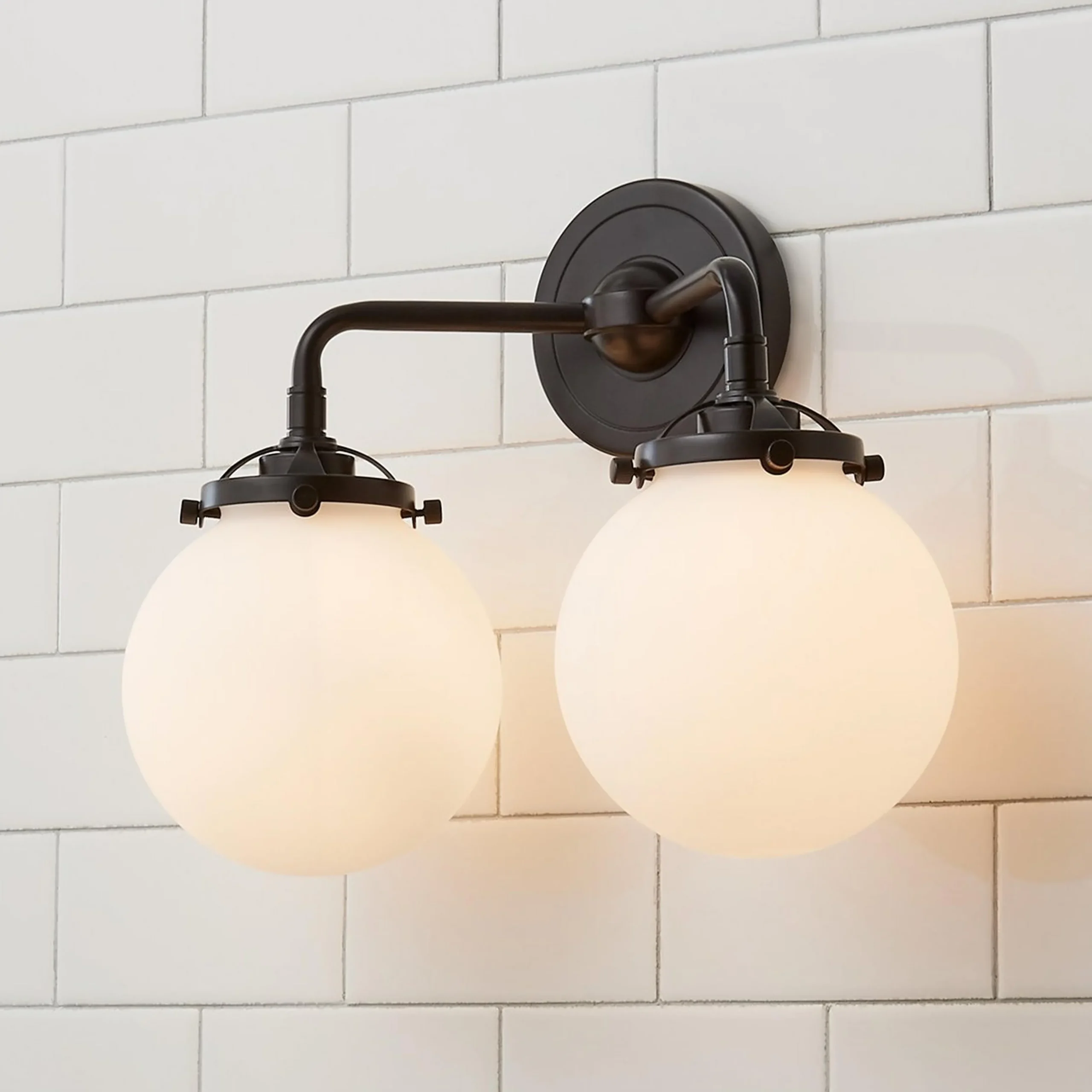 Mod Mix White Globe Vanity Light - 2 light