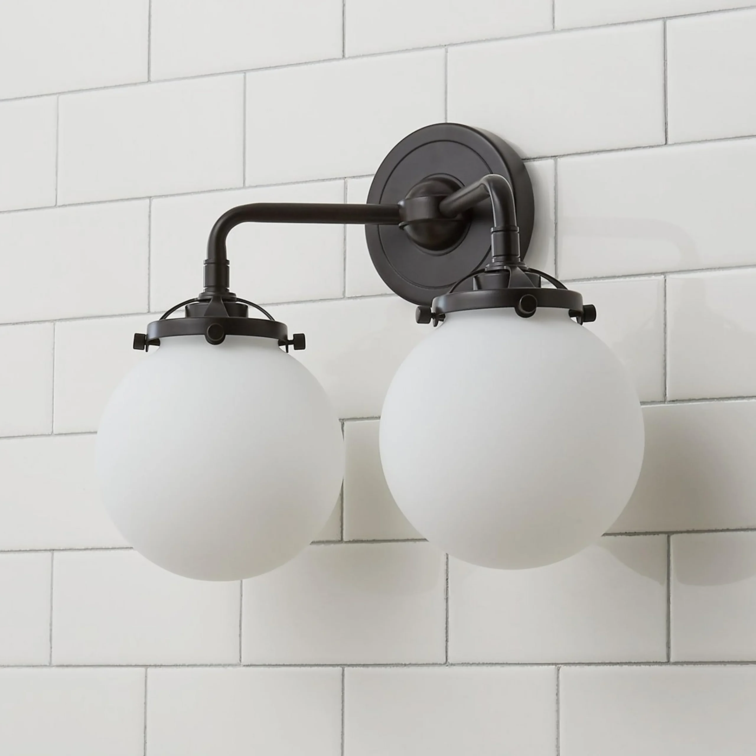 Mod Mix White Globe Vanity Light - 2 light