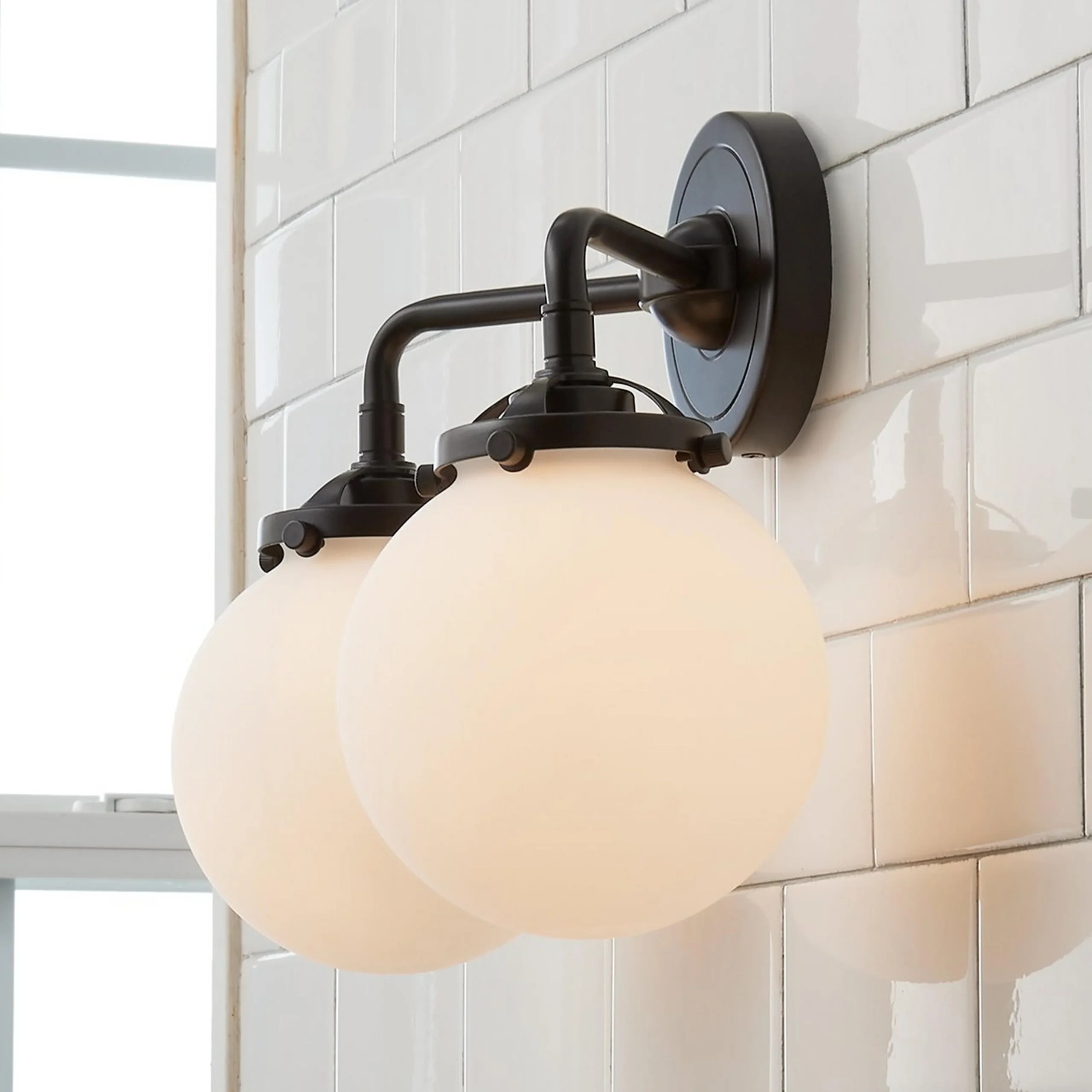 Mod Mix White Globe Vanity Light - 2 light