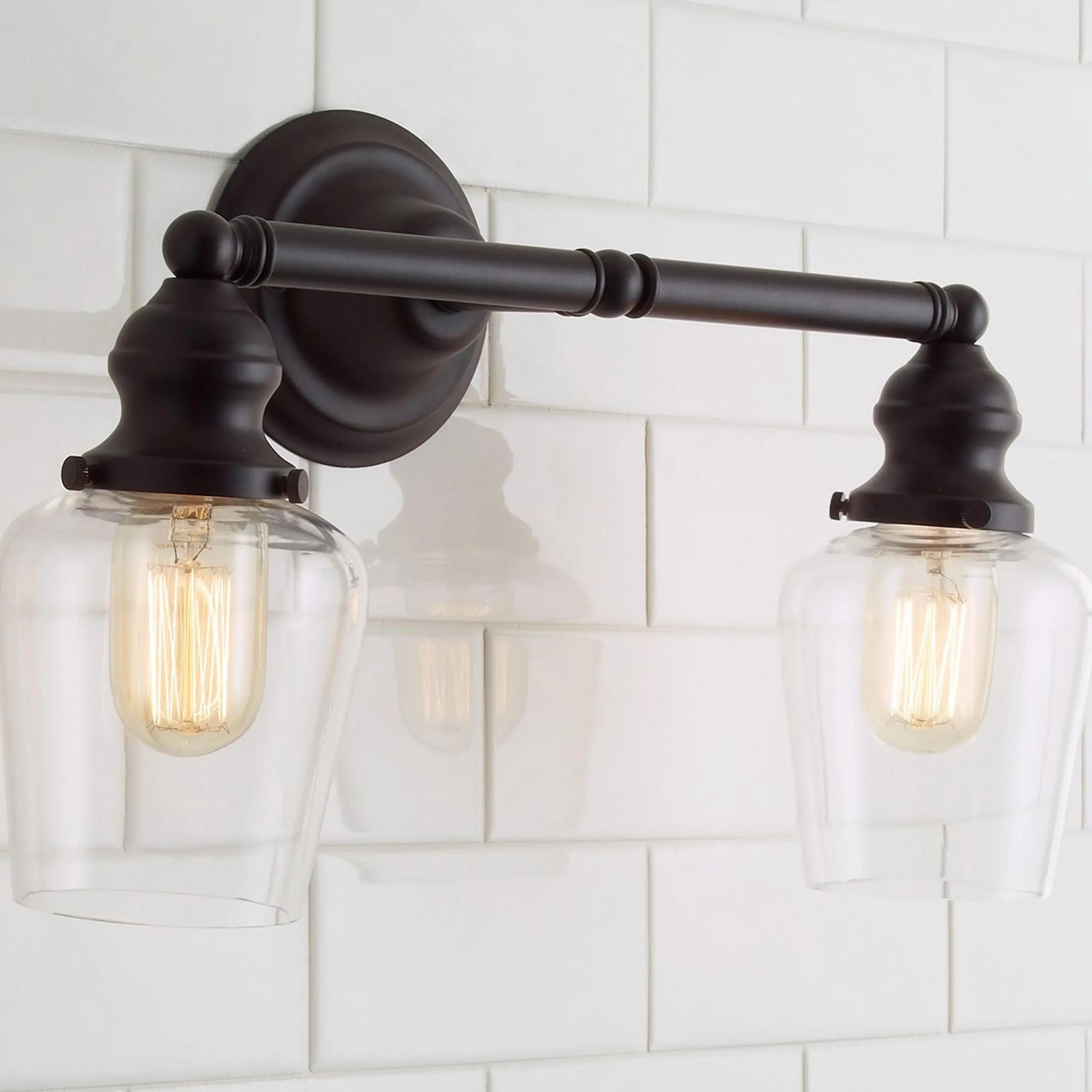 Modern Clear Glass Restoration Vanity Light - 2 light