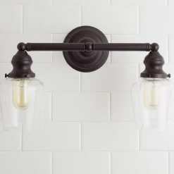 Modern Clear Glass Restoration Vanity Light - 2 light