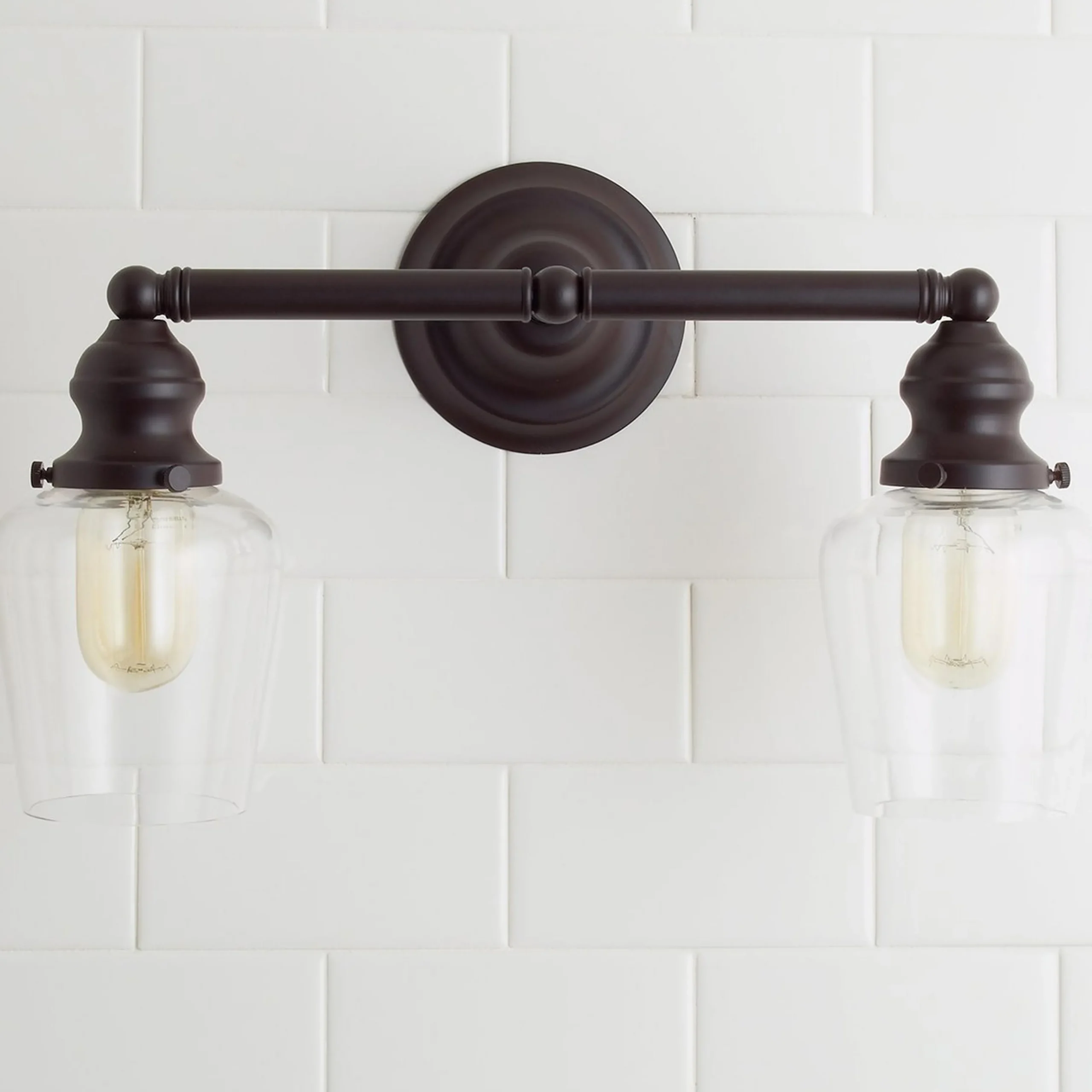 Modern Clear Glass Restoration Vanity Light - 2 light