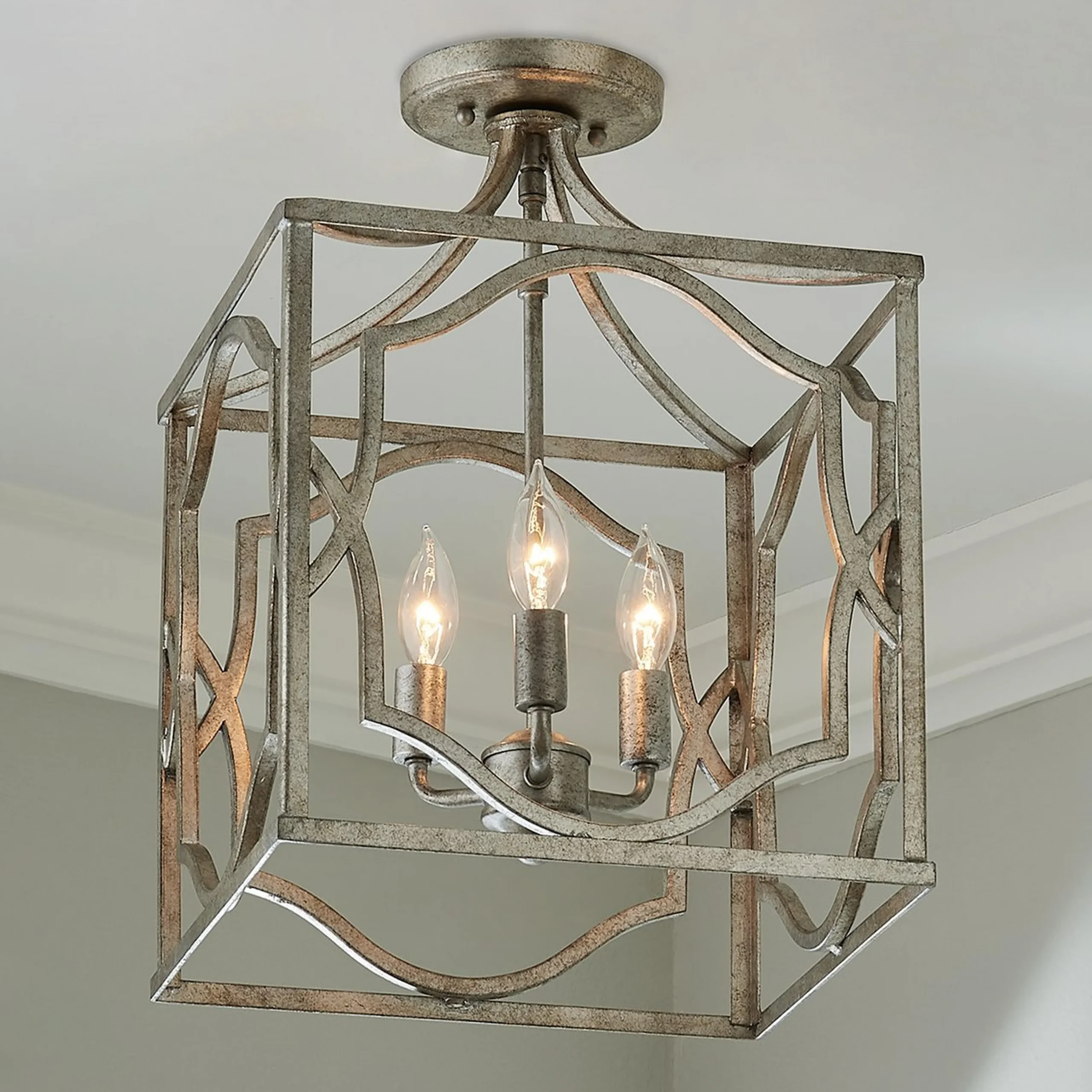 Modern Fretwork Frame Lantern - Small