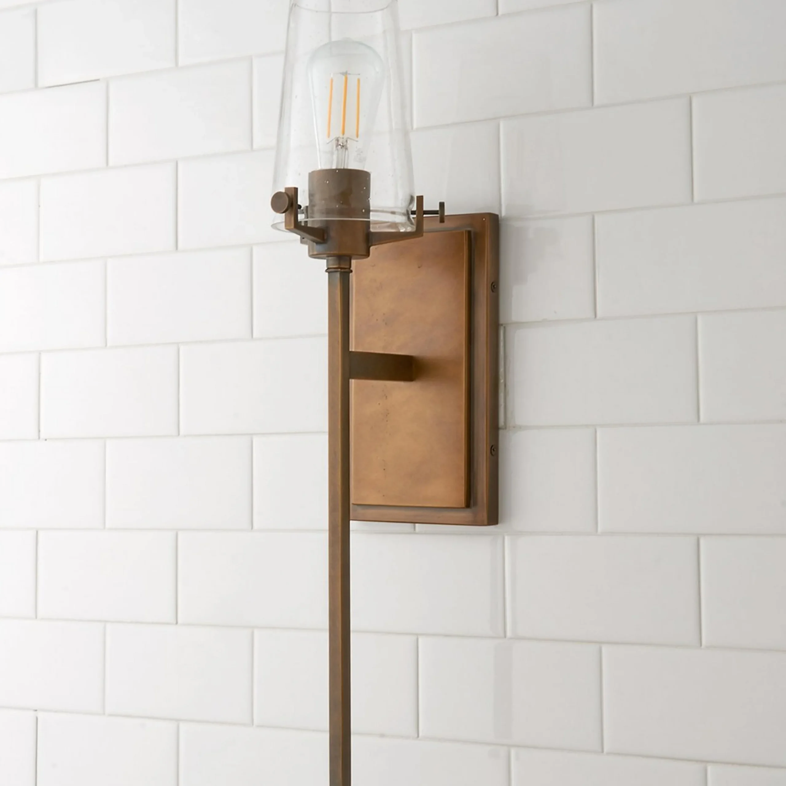 Modern Industrial Seeded Glass Sconce