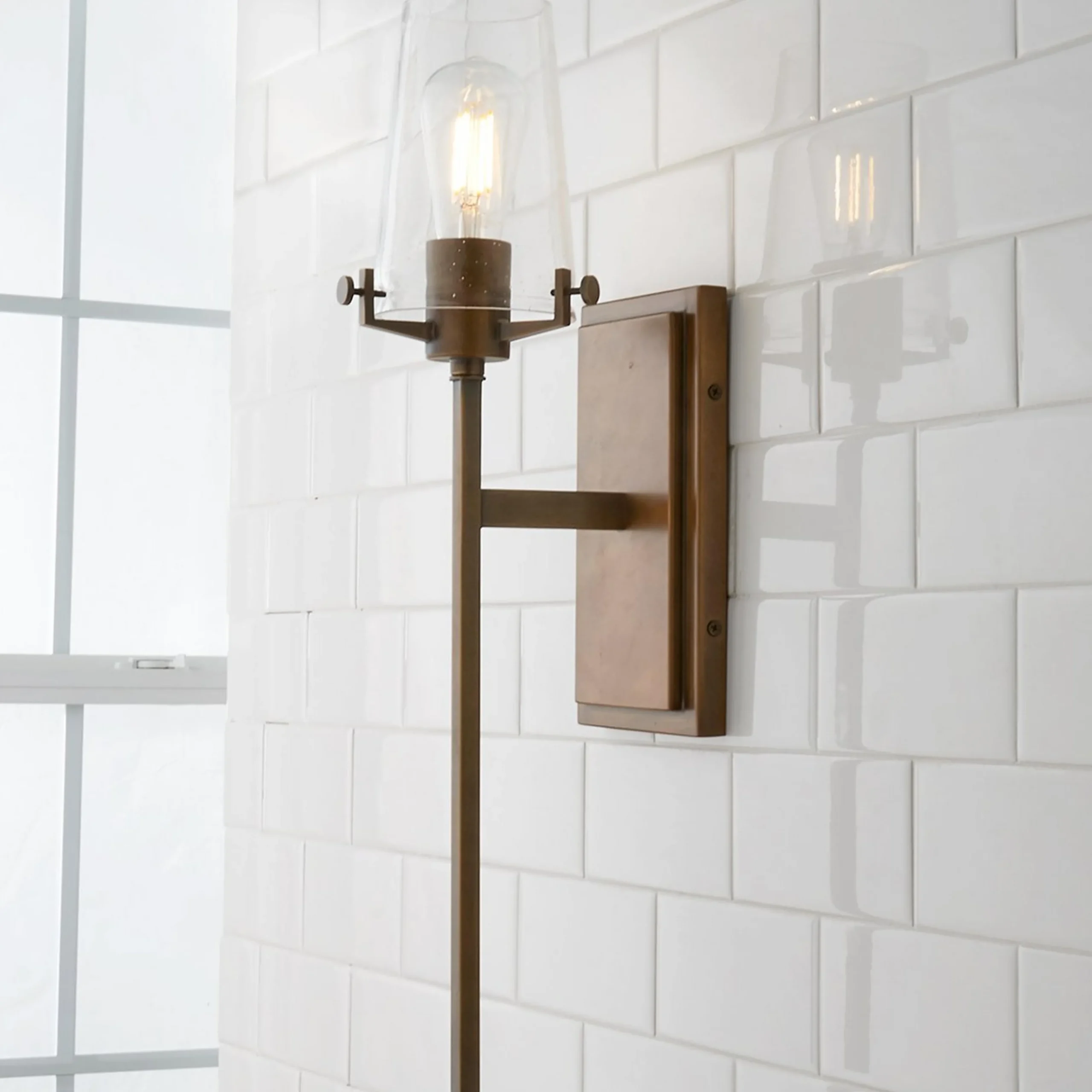 Modern Industrial Seeded Glass Sconce