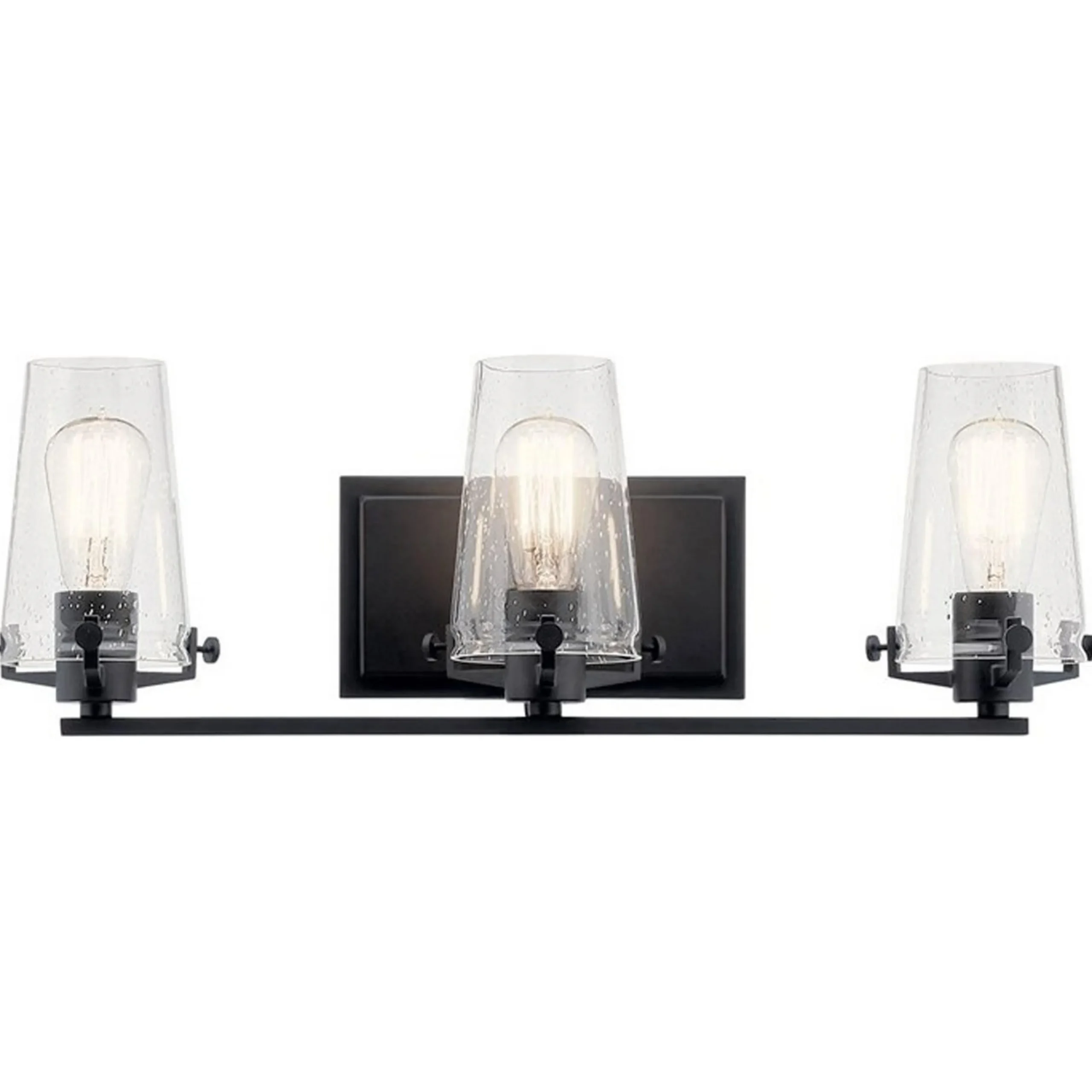 Modern Industrial Seeded Glass Vanity Light - 3 Light