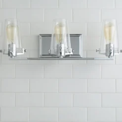 Modern Industrial Seeded Glass Vanity Light - 3 Light