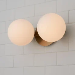 Modern Milky Globe Vanity Light - 2 Light