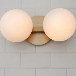 Modern Milky Globe Vanity Light - 2 Light