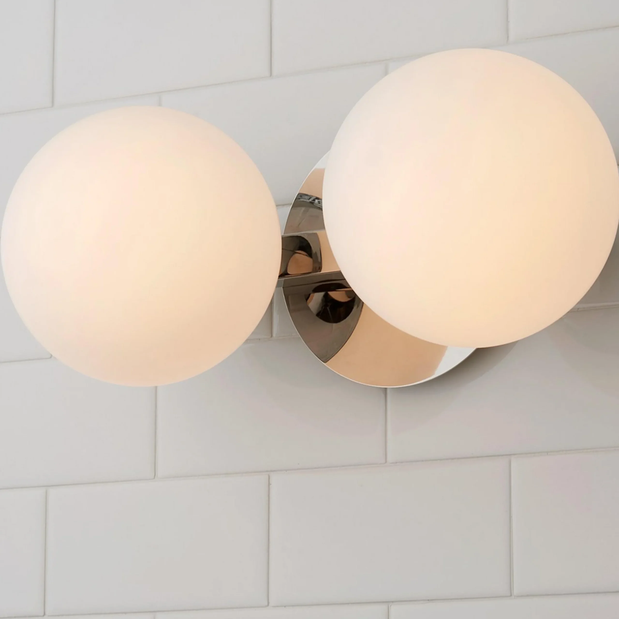 Modern Milky Globe Vanity Light - 2 Light