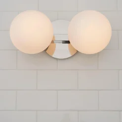 Modern Milky Globe Vanity Light - 2 Light