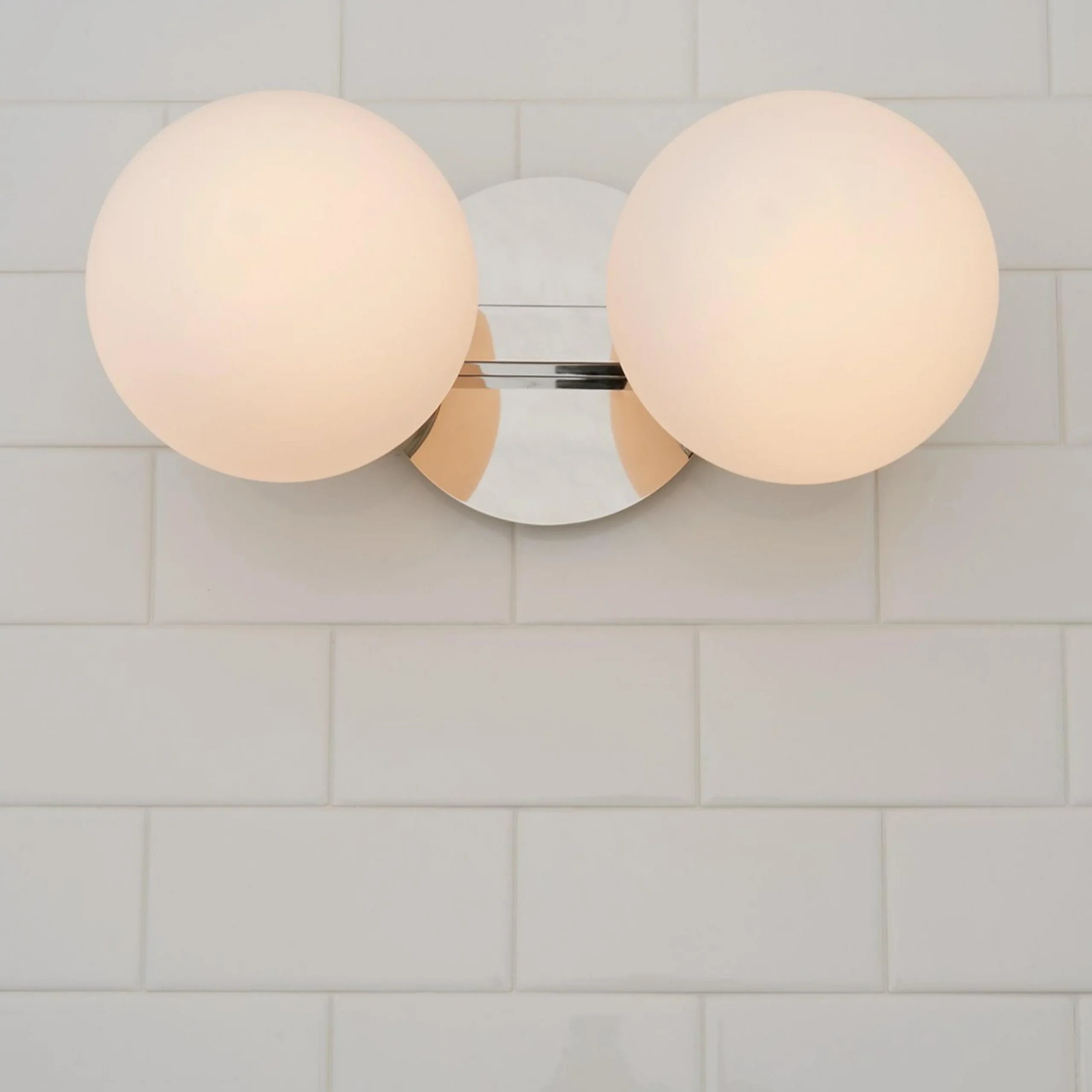 Modern Milky Globe Vanity Light - 2 Light