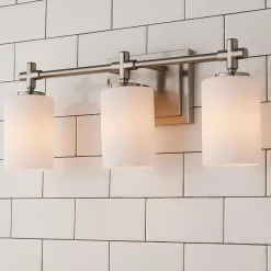 Modern Nickel and Opal Vanity Light - 3 Light