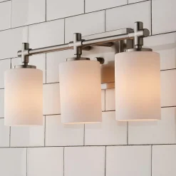 Modern Nickel and Opal Vanity Light - 3 Light