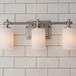 Modern Nickel and Opal Vanity Light - 3 Light