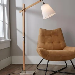 Modern Rustic Wood Arc Floor Lamp