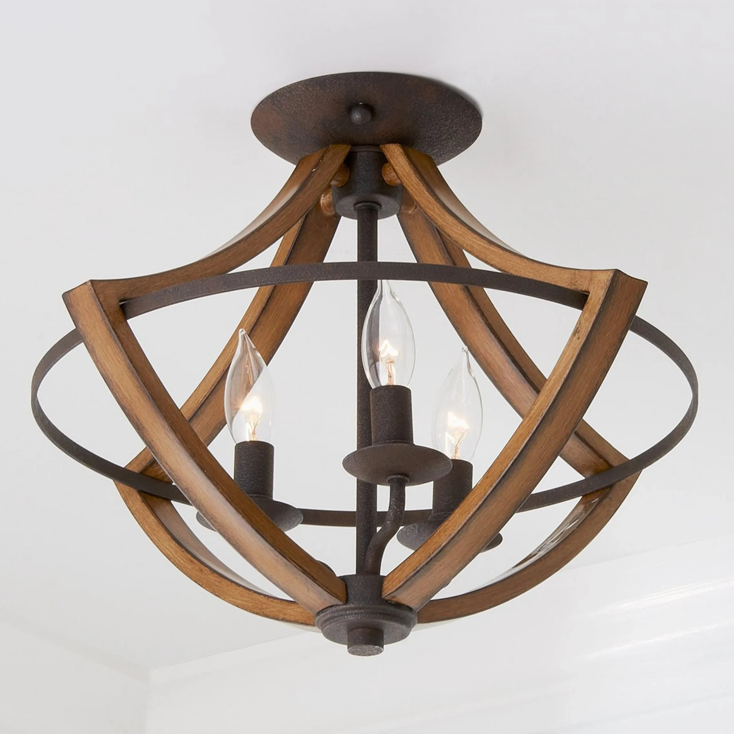 Montana Rustic Semi-Flush Ceiling Light