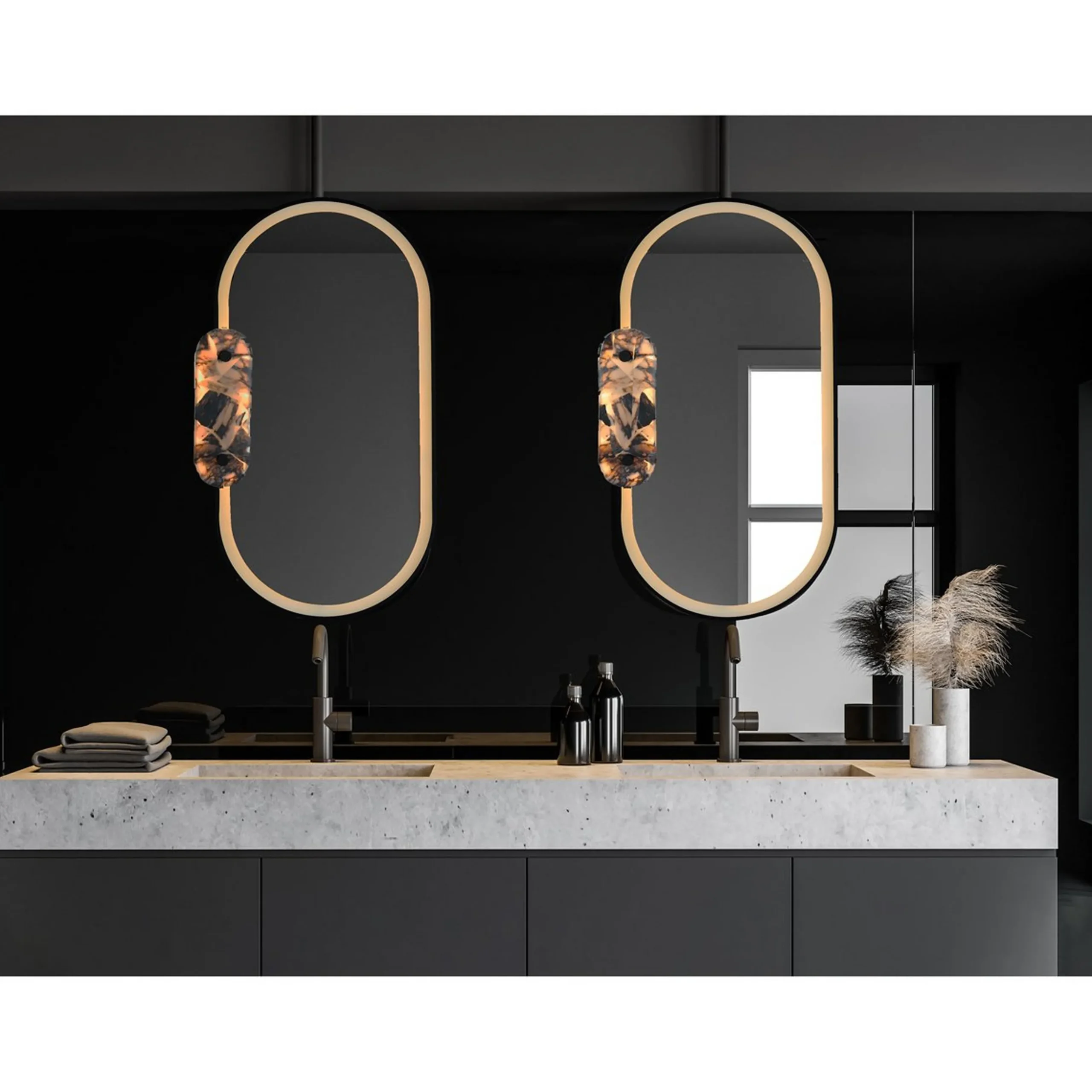 Odette LED Mirror - Composite Stone