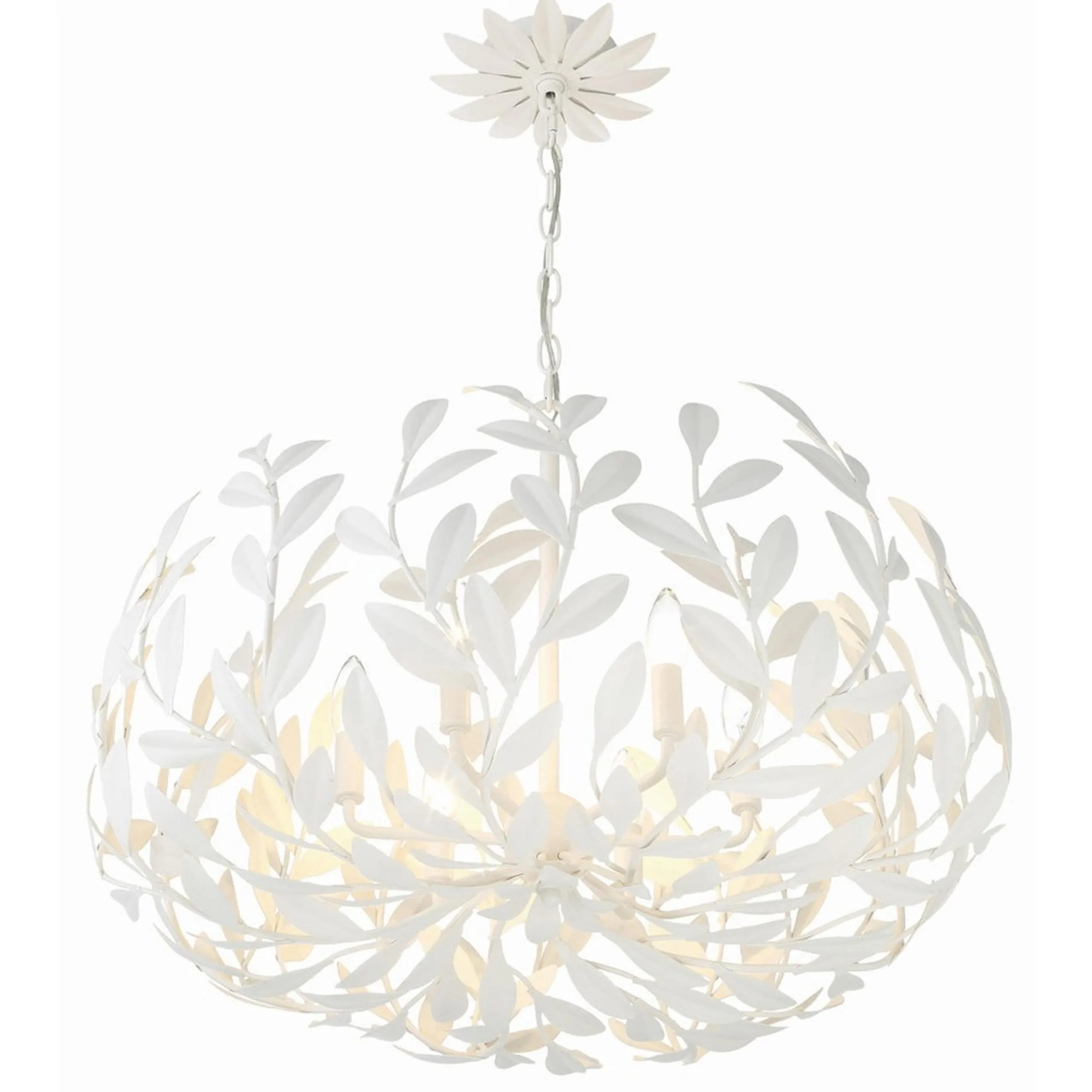 Olive Leaf Blooming Chandelier - 6 Light