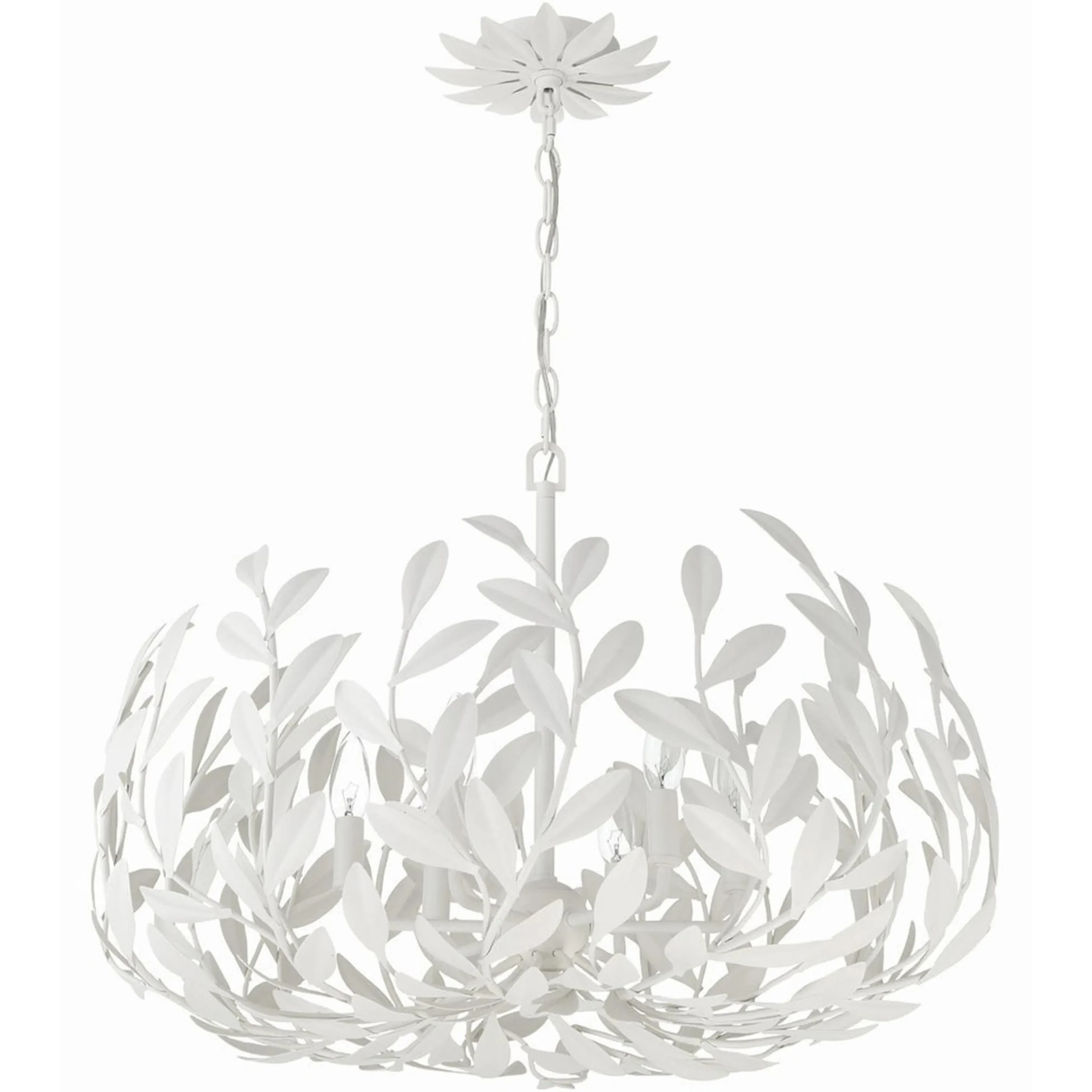 Olive Leaf Blooming Chandelier - 6 Light