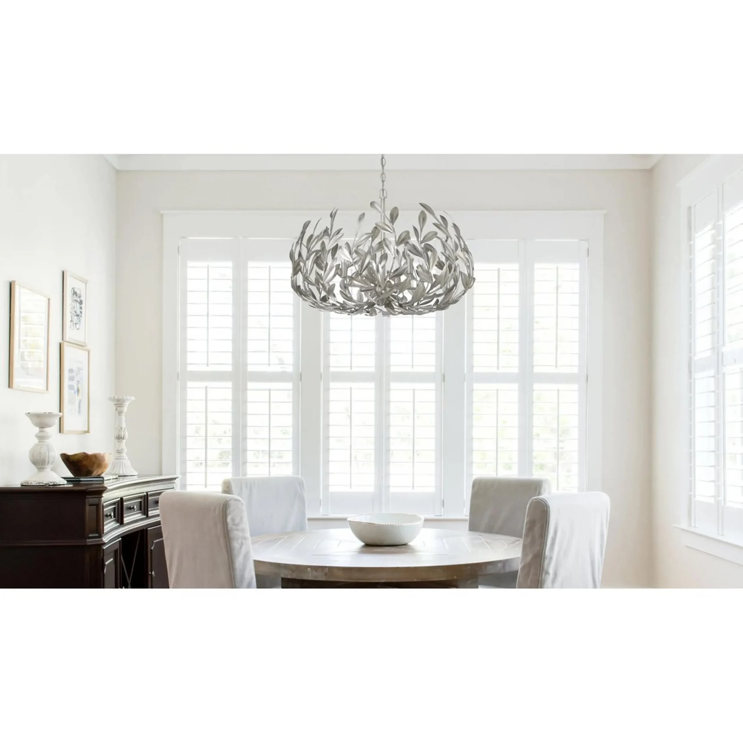 Olive Leaf Blooming Chandelier - 6 Light